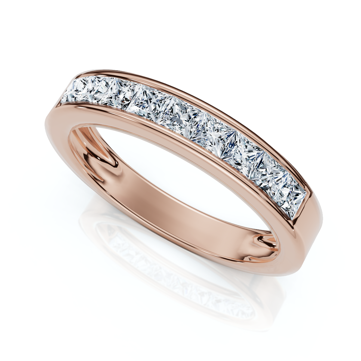 1/2 CT Princess Cut Diamond Wedding Ring 14k Gold Channel Set Lab Grown