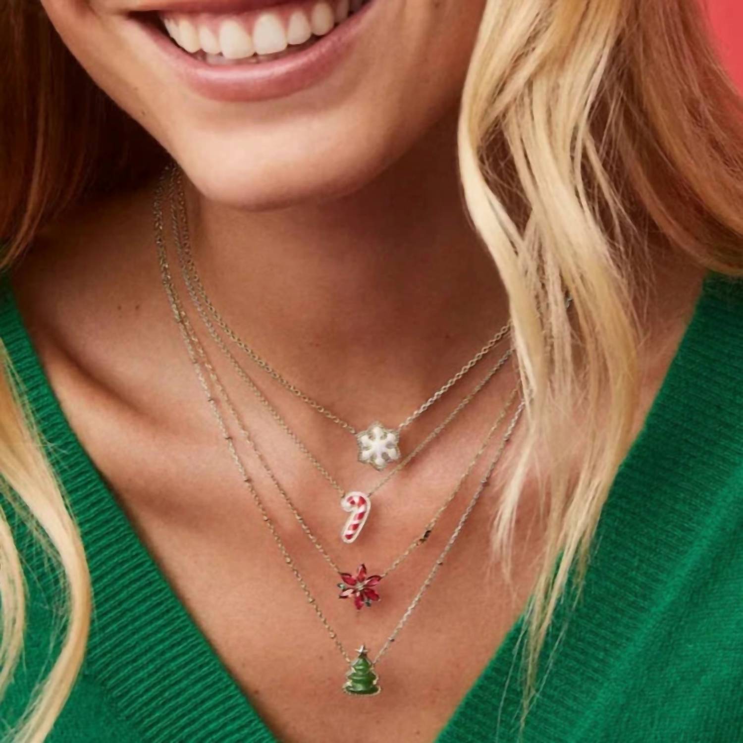 Candy Cane Short Pendant Necklace In Red