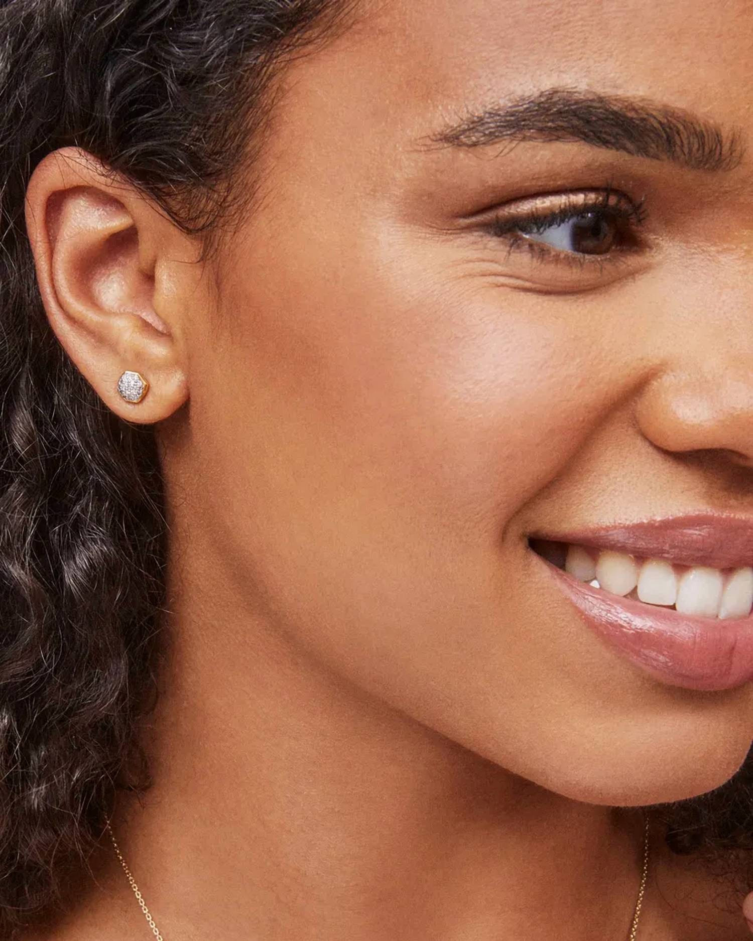 Women's Davie Pave Stud Earrings In White Diamond