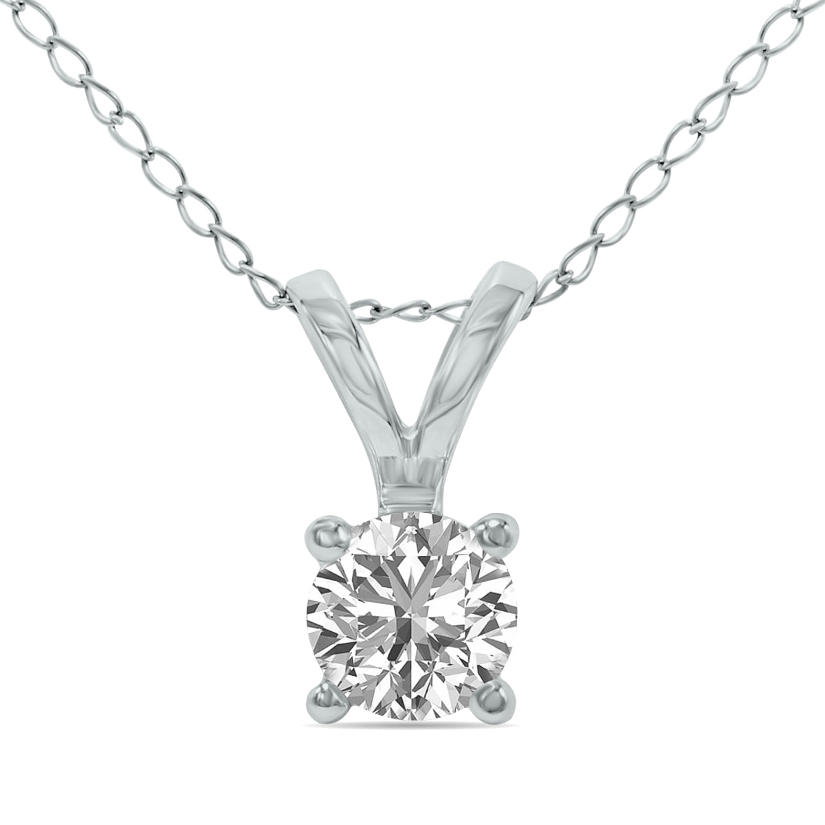 Lab Grown 1/2 Carat Diamond Solitaire Pendant In 14K White Gold