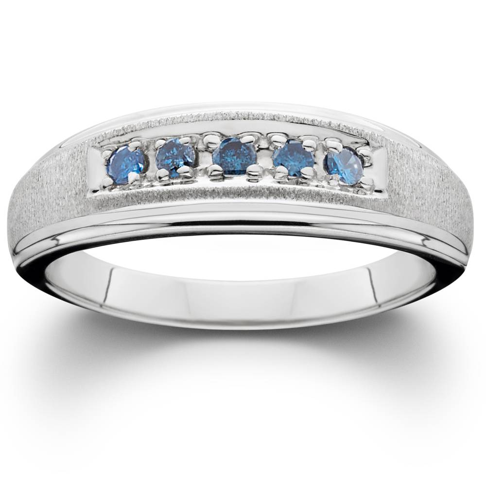 1/6ct Blue Diamond Ring 14K White Gold