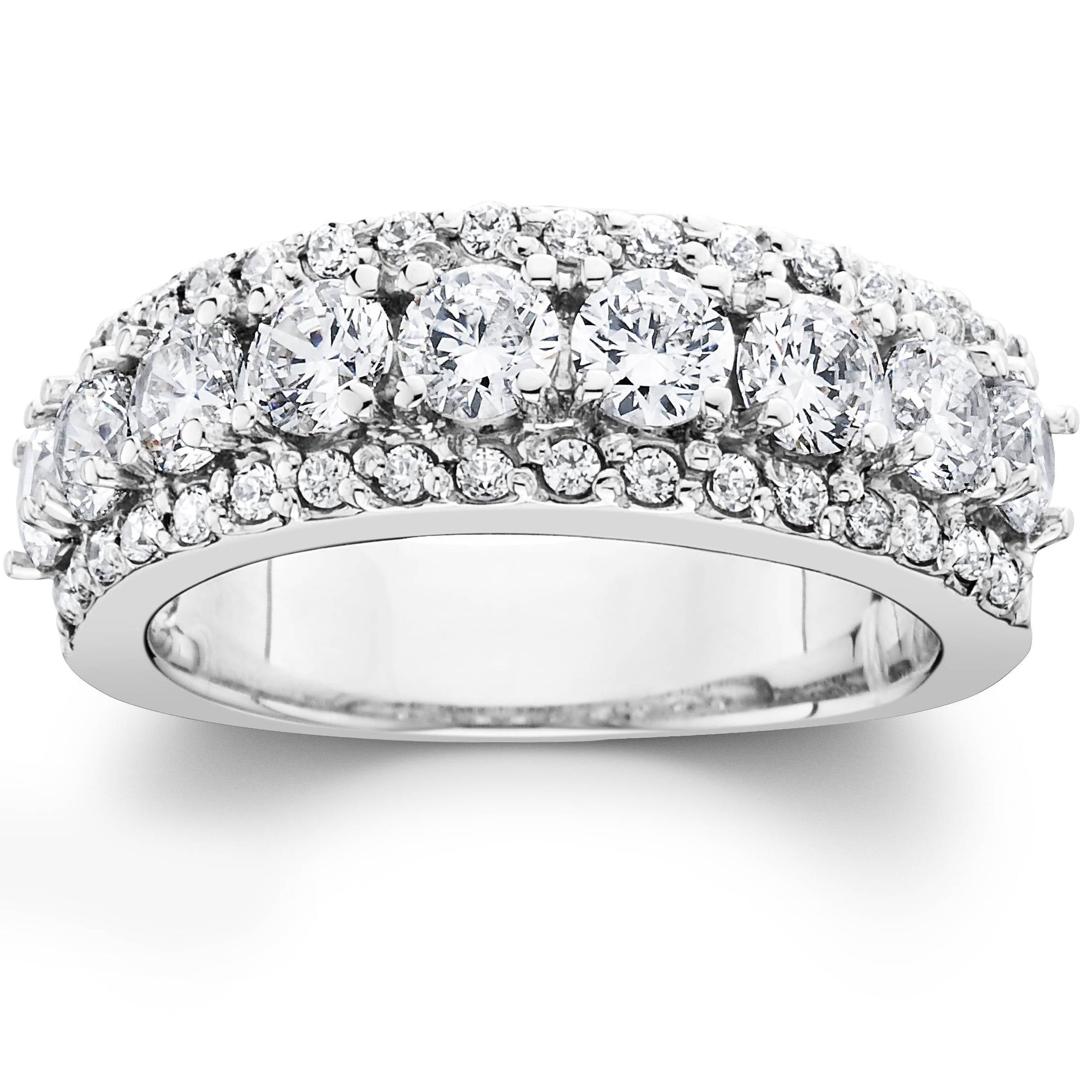 1 1/2 CT Diamond Wedding Ring Women's Anniversary Band 14k White Gold