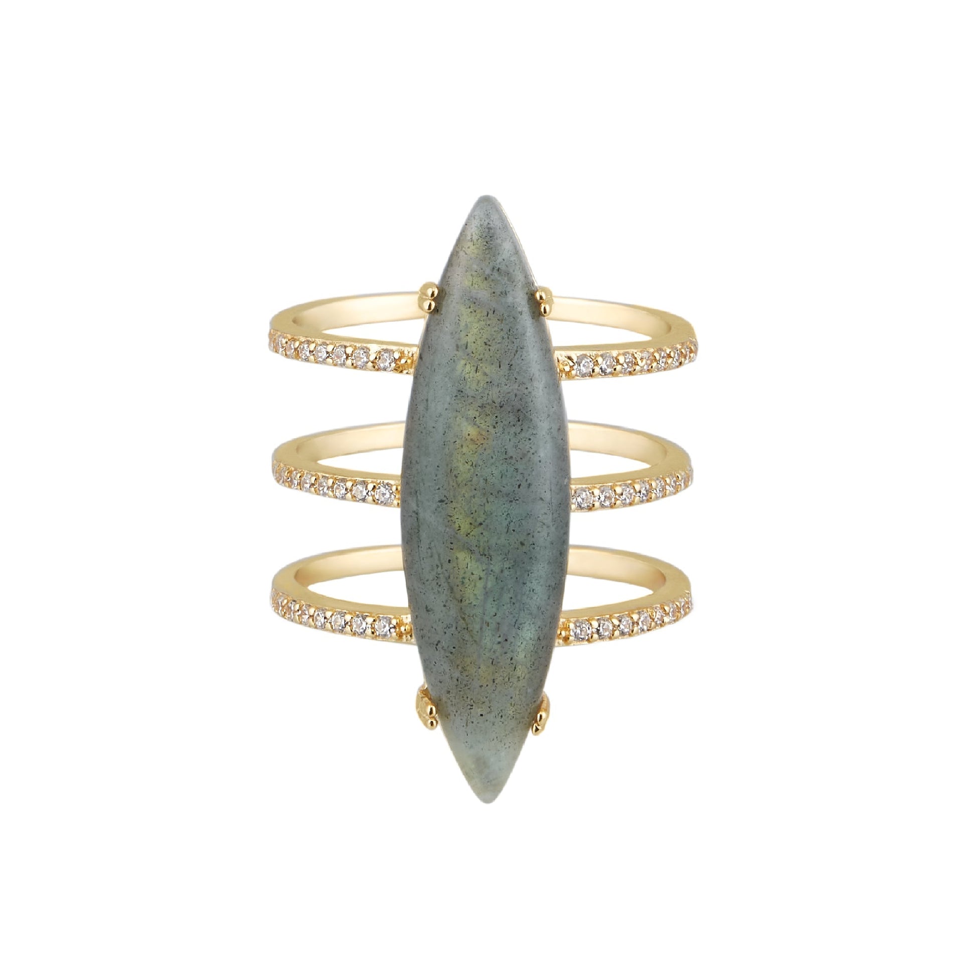 Adornia Labradorite Marquis Ring 14k gold vermeil