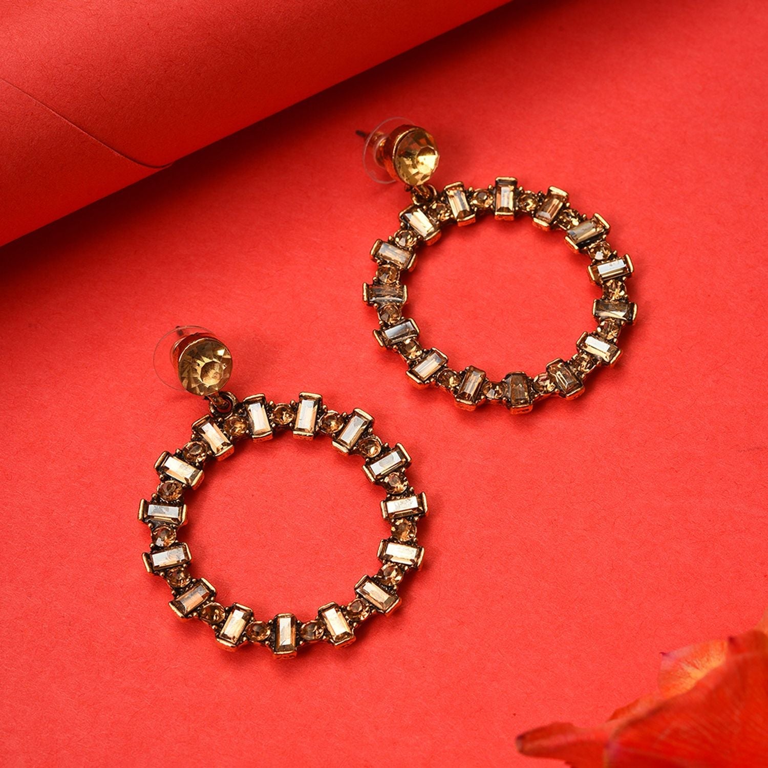 Gold Plated Designer Stone Drop Earring For Women's