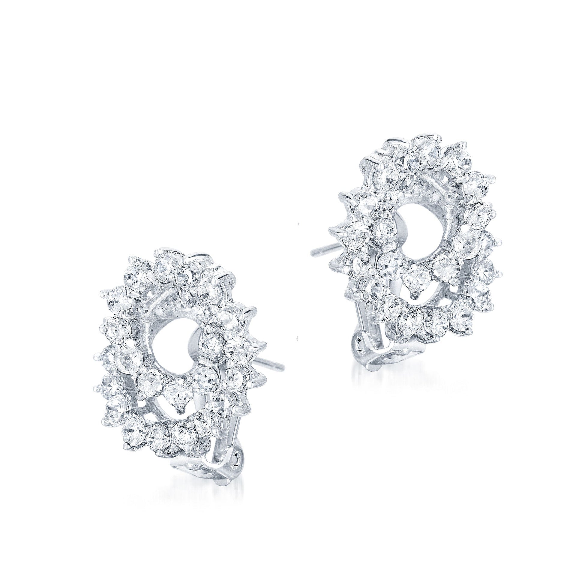Sterling Silver Cubic Zirconia Flower Stud Earrings