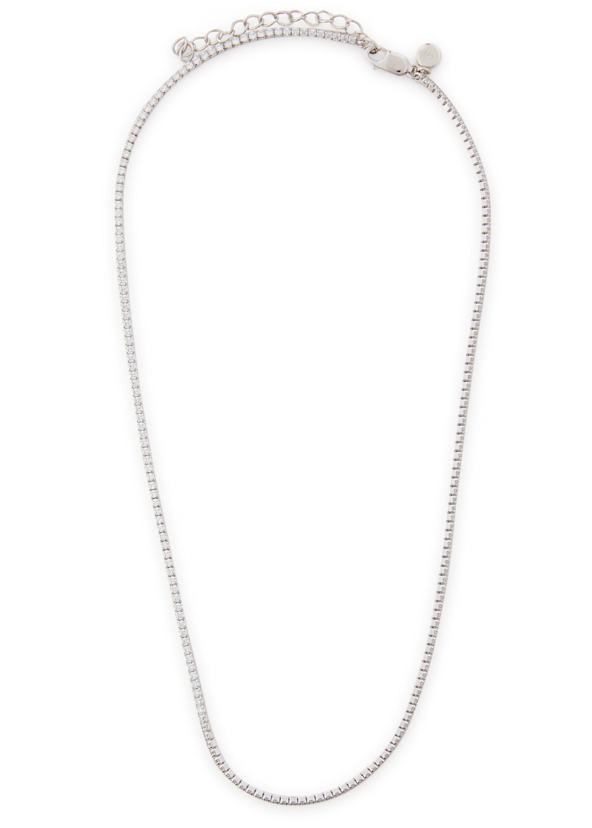 Tennis crystal-embellished sterling silver necklace