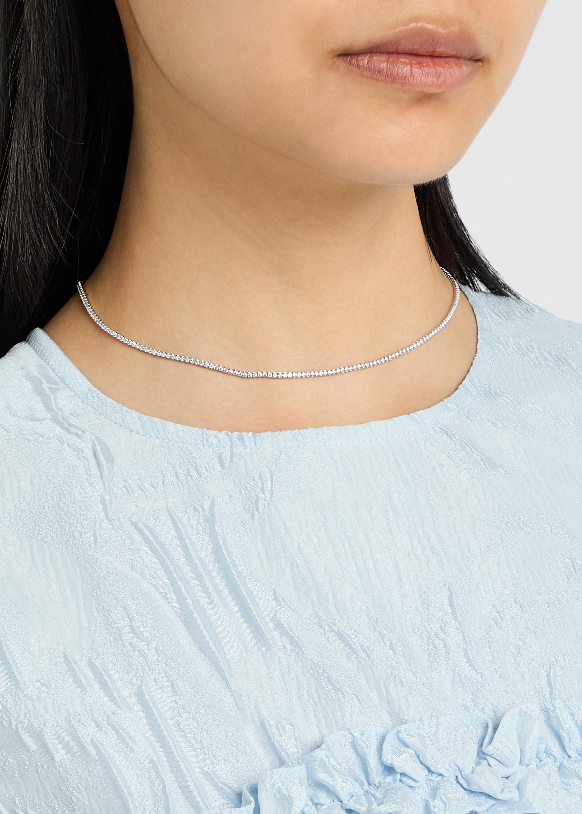 Tennis crystal-embellished sterling silver necklace