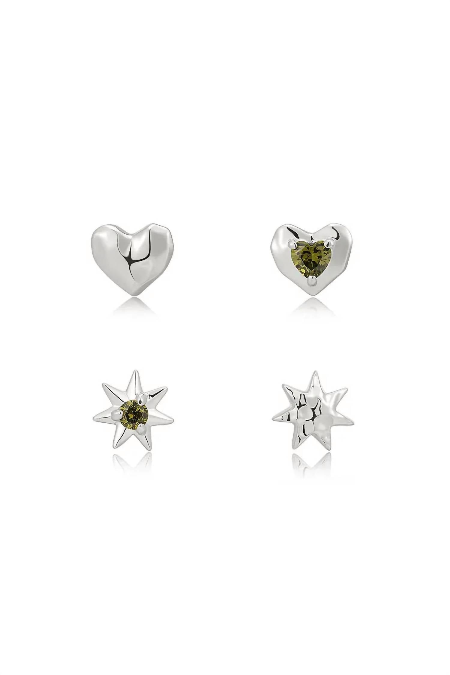 Women's Molten Heart Stud Set In Silver