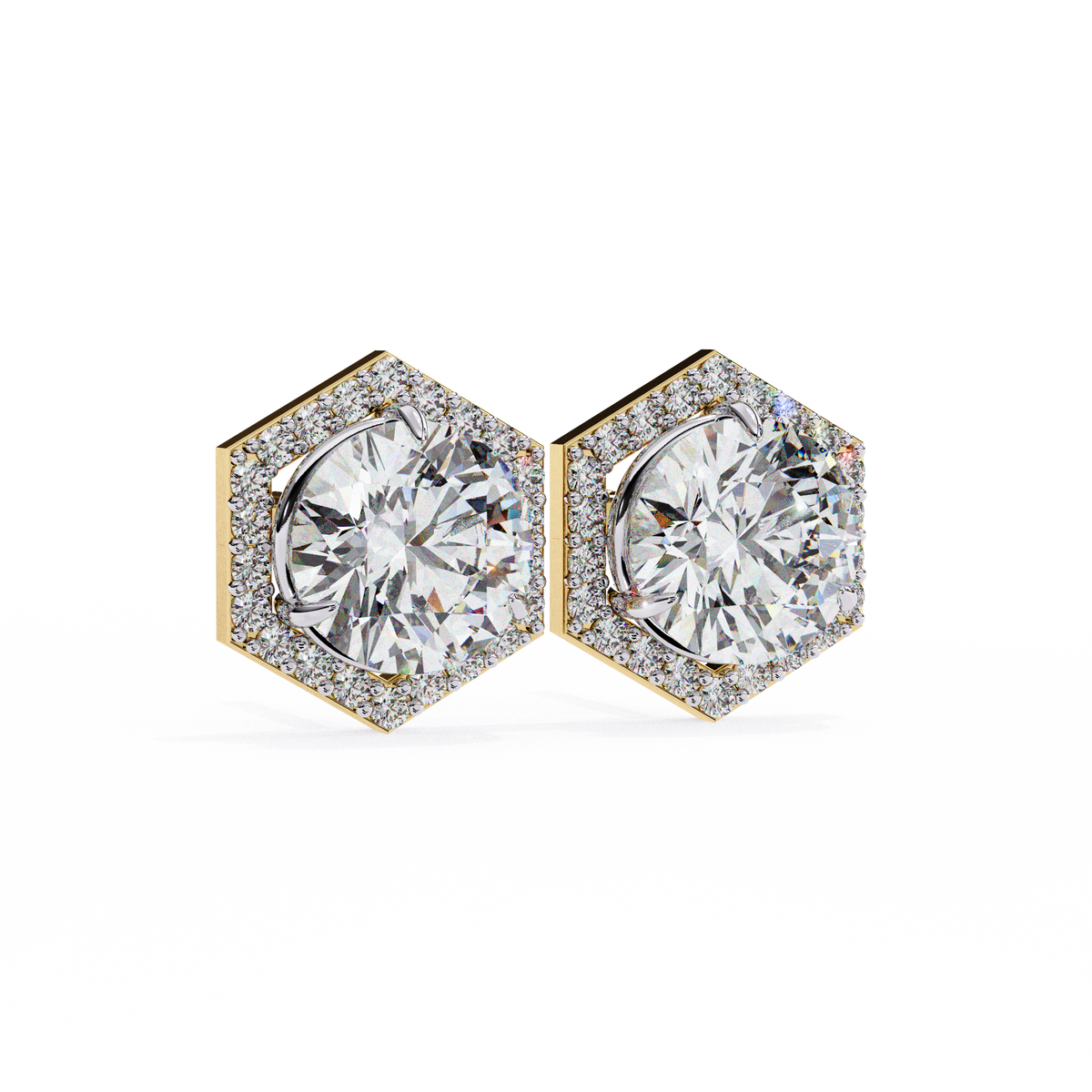 Round-Cut Lab-grown Diamond Halo Studs in 10K White Gold