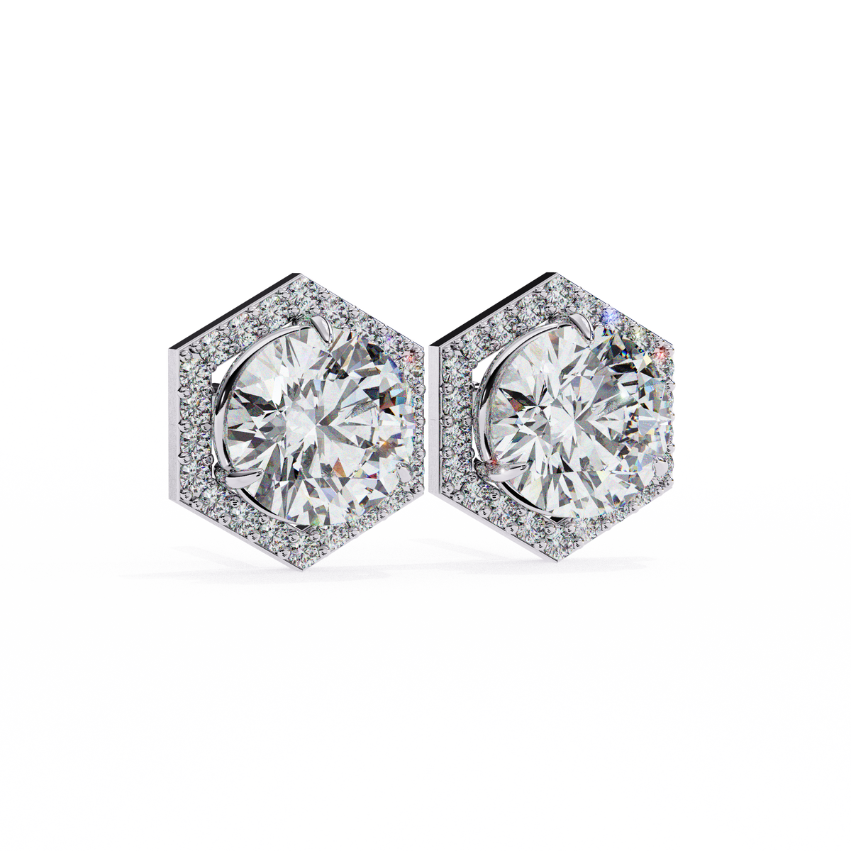 Round-Cut Lab-grown Diamond Halo Studs in 10K White Gold
