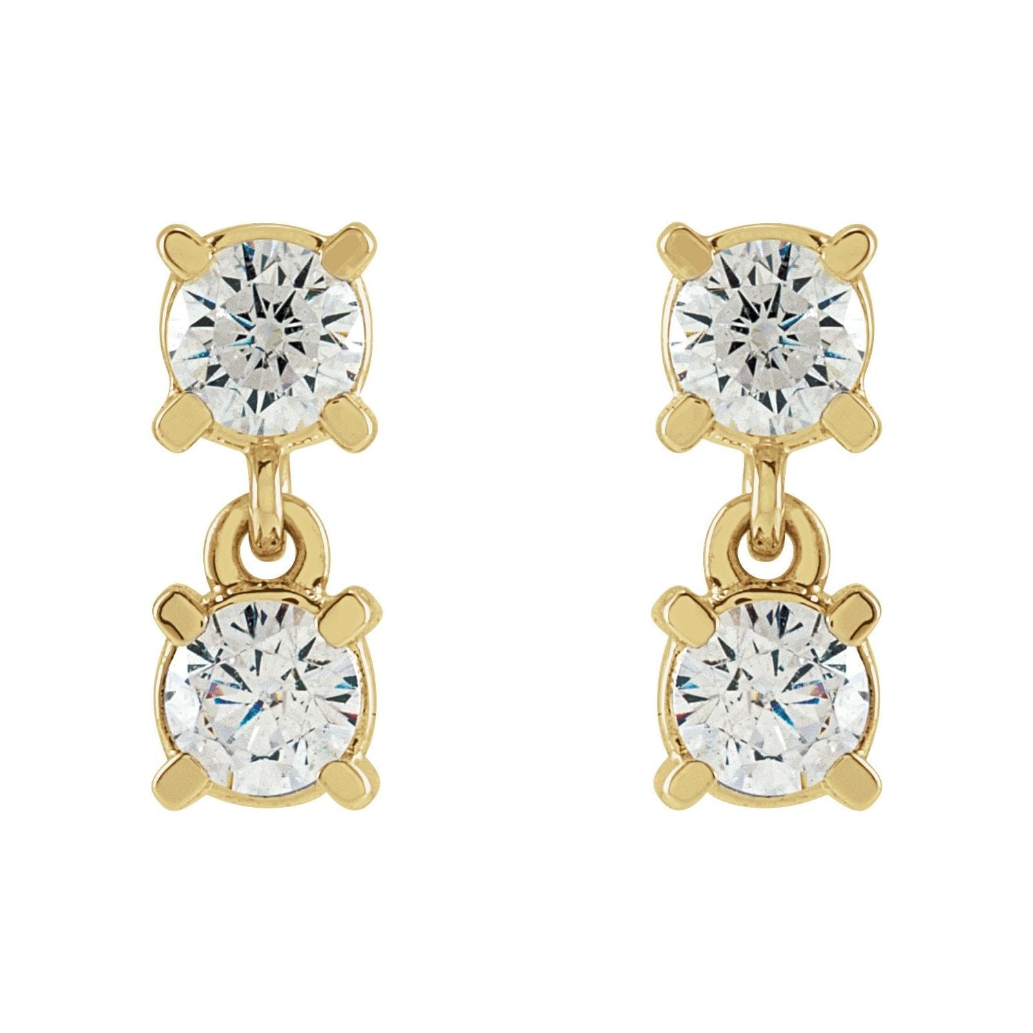 14K Gold 1/2ct Lab-grown Diamond Two-stone Earrings Clarity SI Color G-H