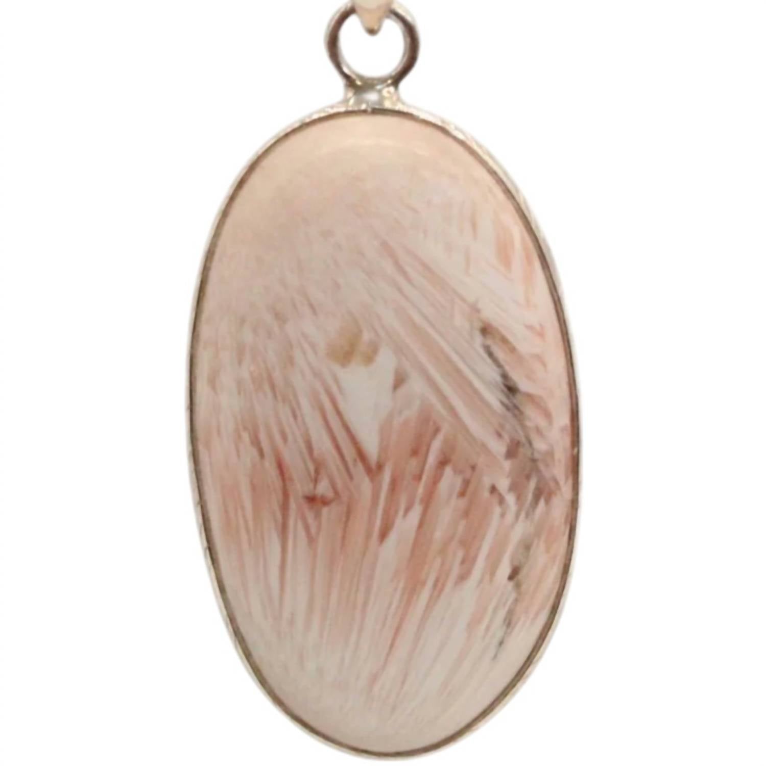 Women's Scolecite Pendant And Necklace In Orange