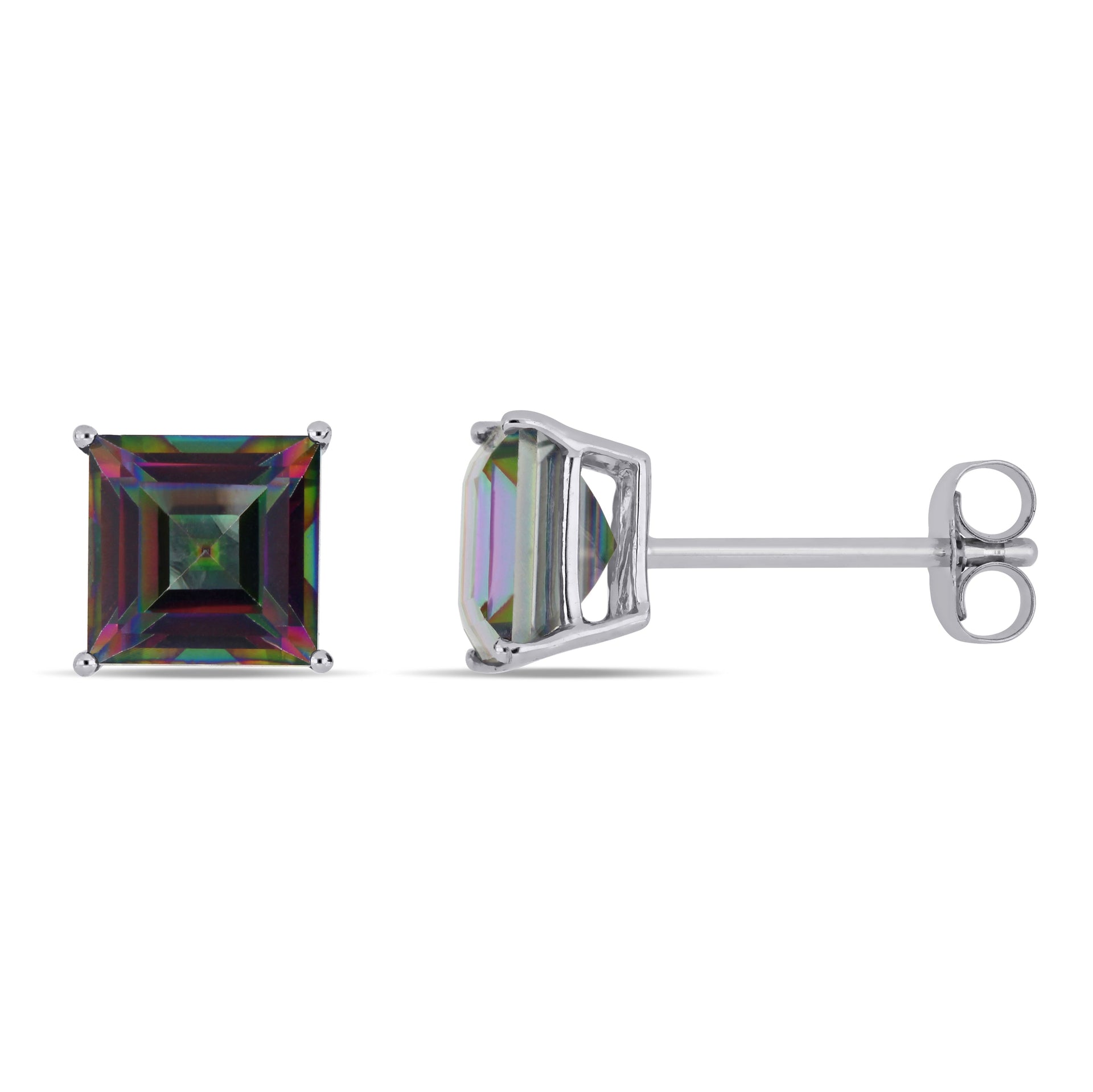 Exotic Green Topaz Stud Earrings in 10k White Gold