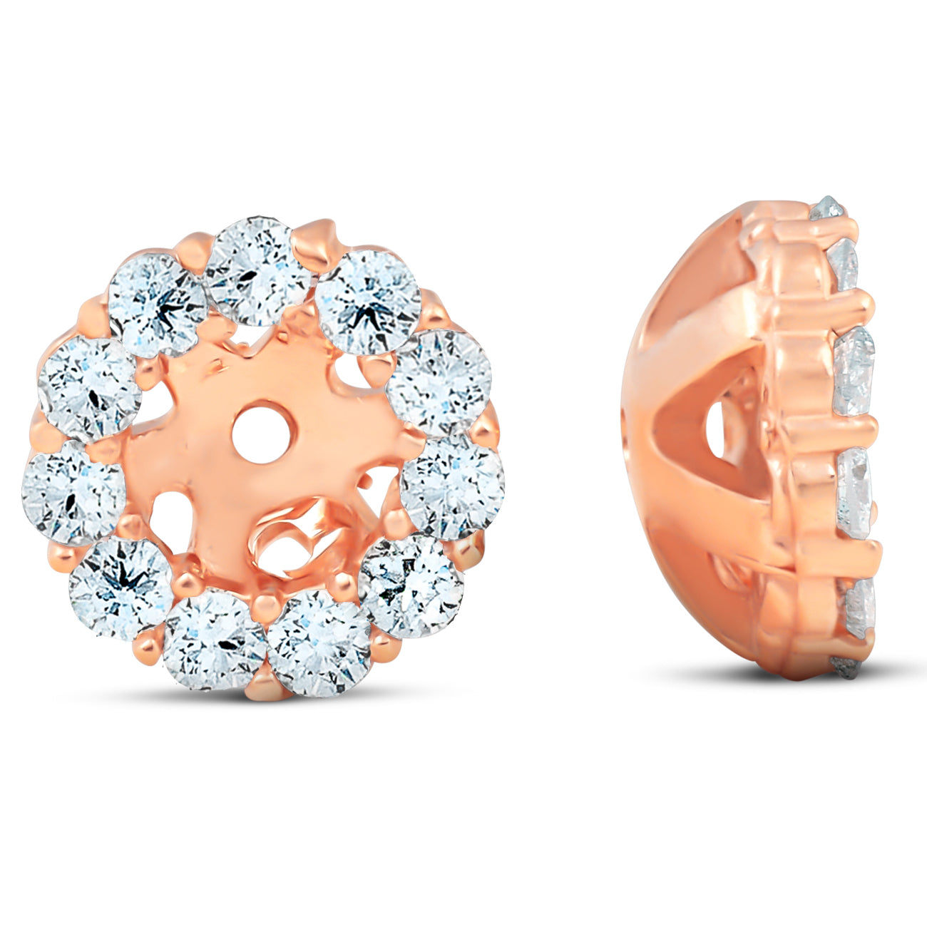 3/8 ct Halo Diamond Earring Jackets 14K Rose Gold (4mm)