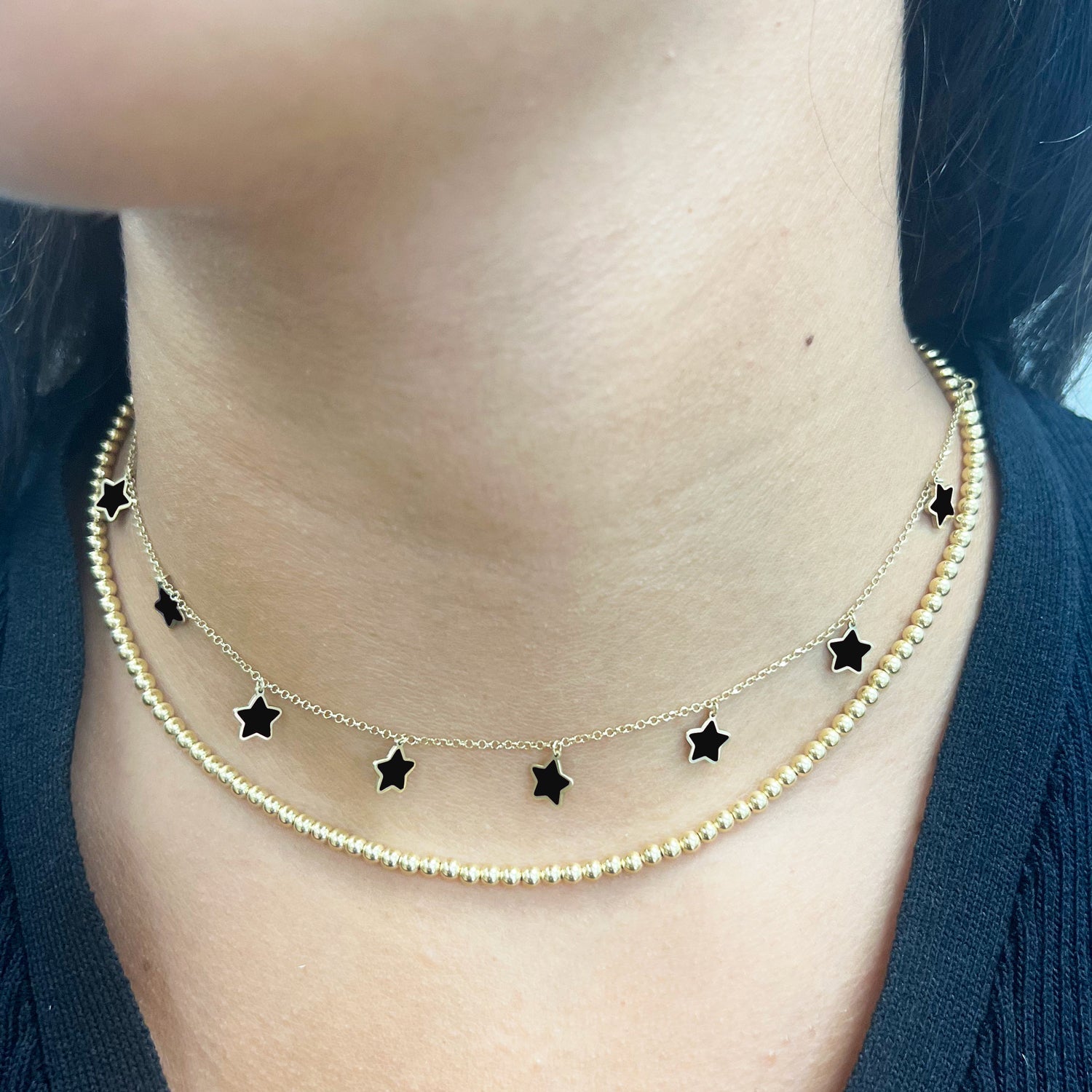 Onyx Star Dangle Necklace