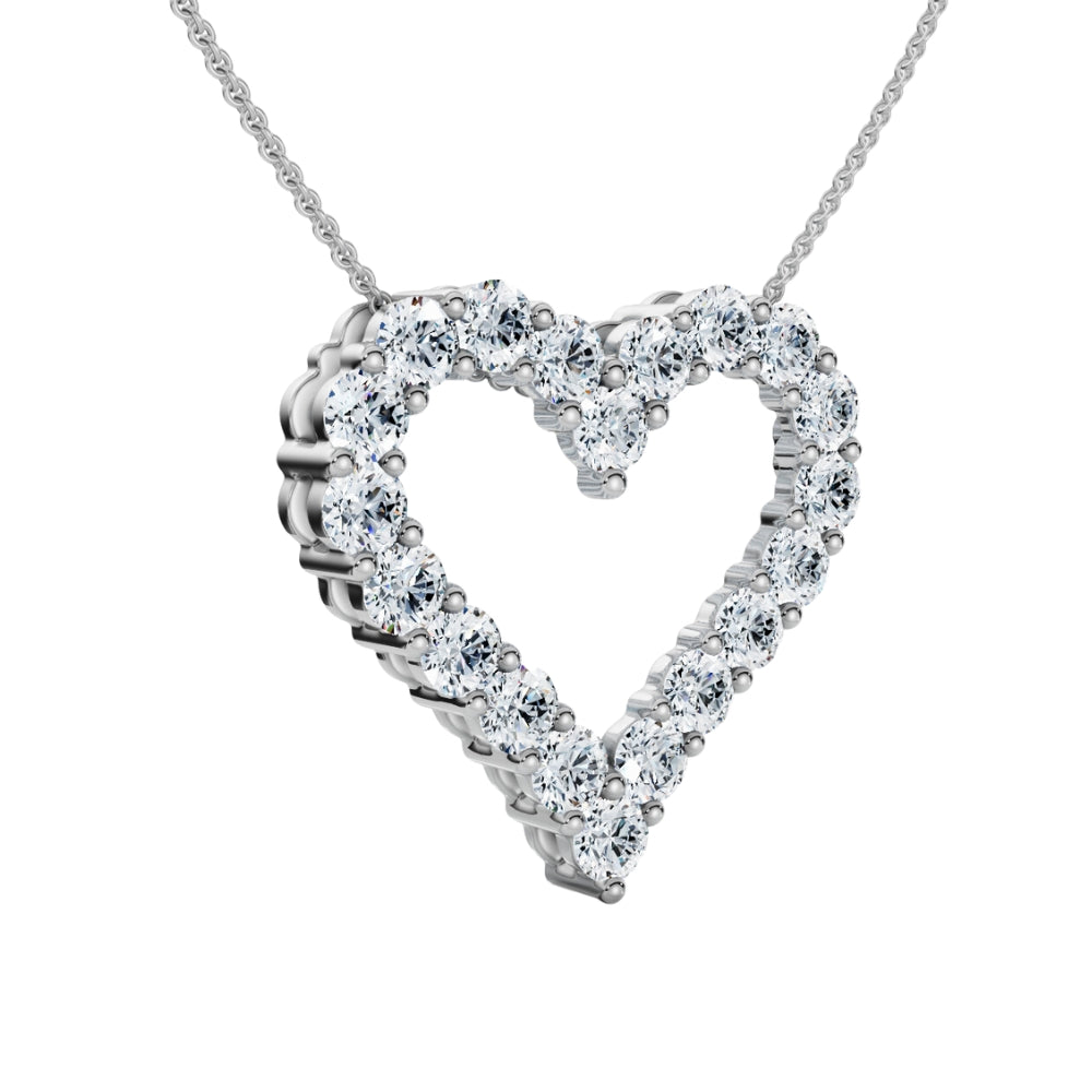 1ct Diamond Heart Pendant 14k Gold Lab Grown 3/4' Tall Necklace