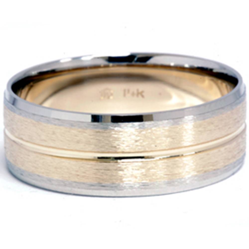 Channel Brushed Wedding Band 14K Gold