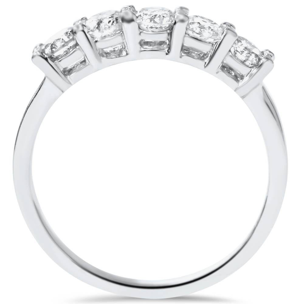 1/2 CT Diamond Five Stone Wedding Ring 14K White Gold