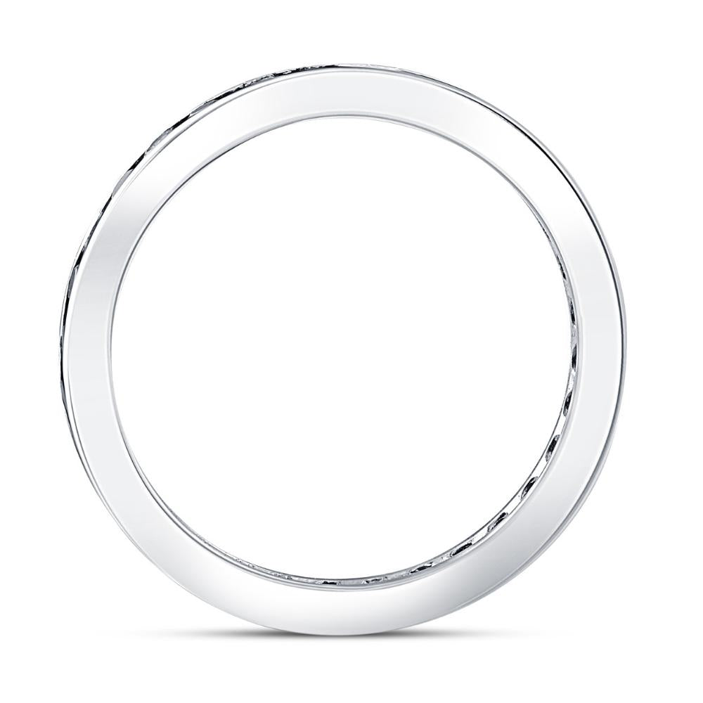 1CT Blue Sapphire & Diamond Channel Set Eternity Wedding Ring 14K White Gold