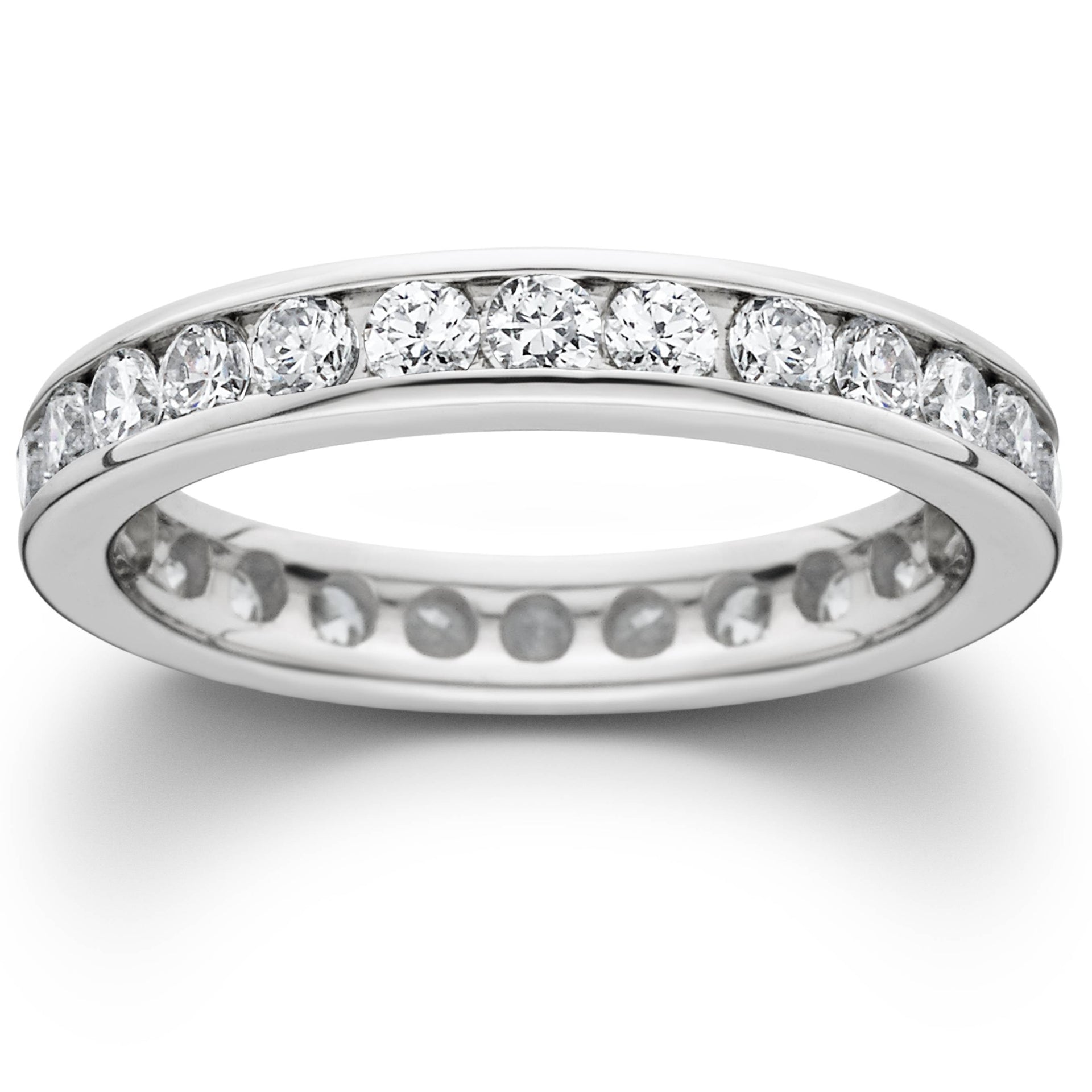 1 1/2 ct Channel Set Diamond Eternity Ring 14K White Gold Lab Grown Wedding Band