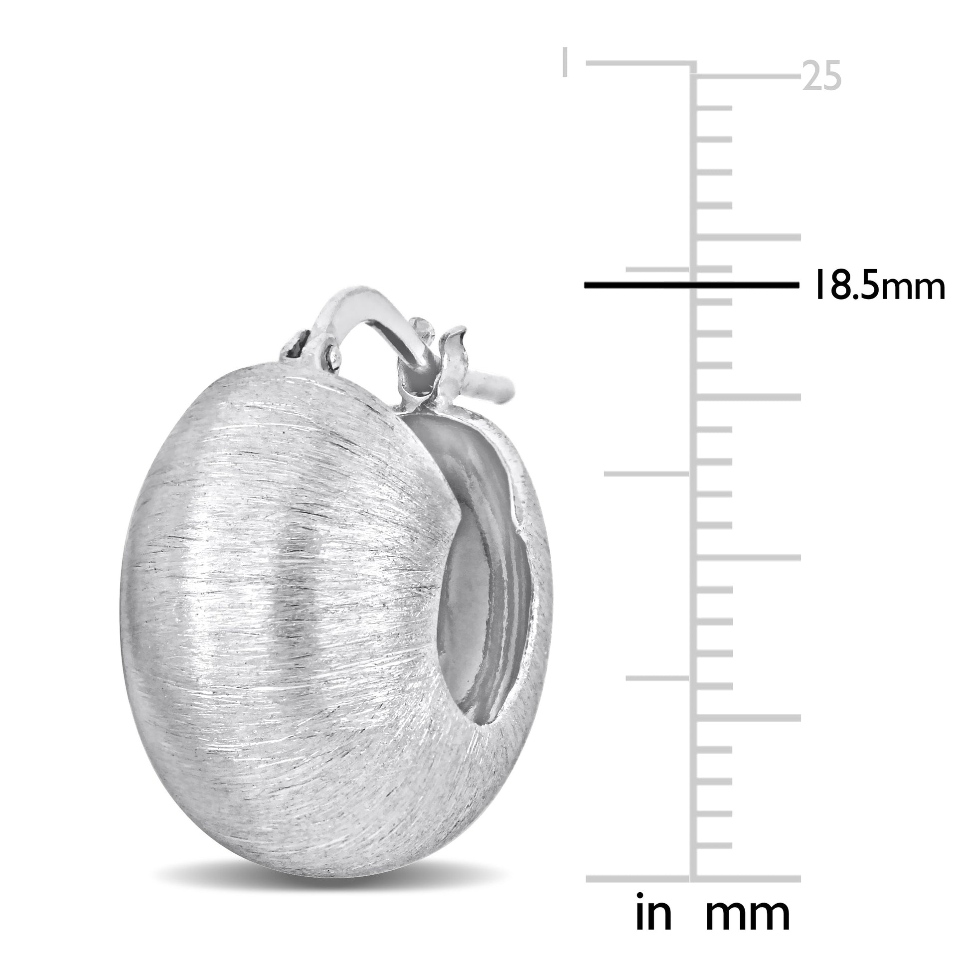 18.5 MM Matte Textured Huggie Earrings in Sterling Silver