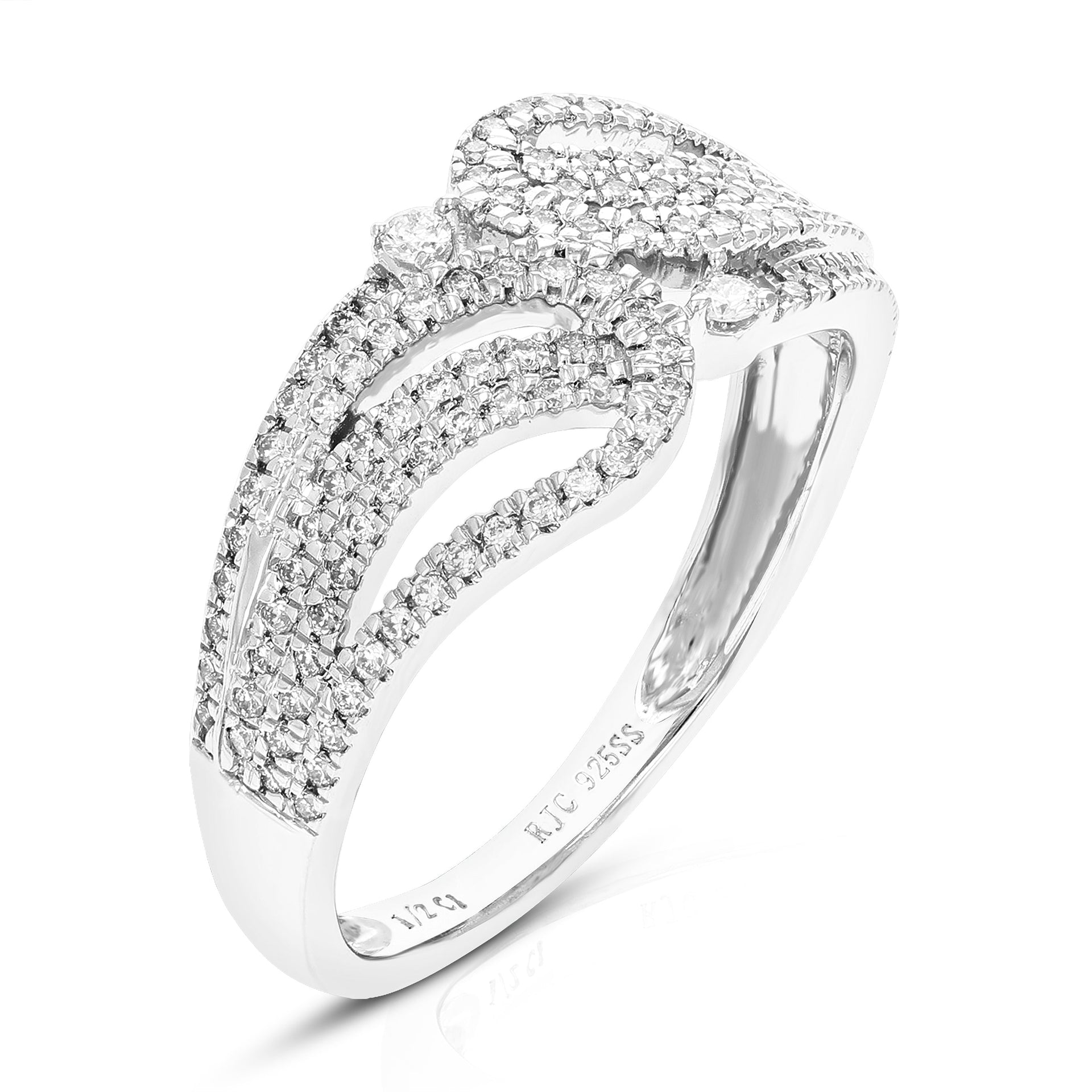 1/2 cttw Round Lab Grown Diamond Engagement Ring .925 Sterling Silver Prong Set