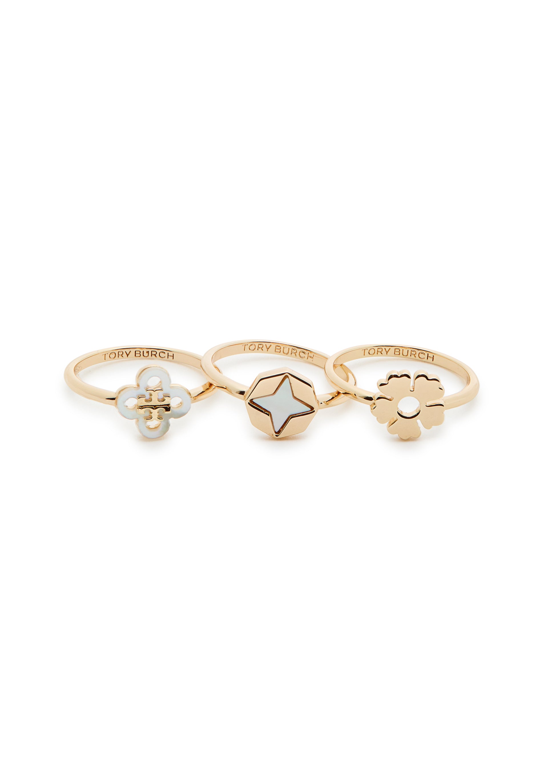 Clover 18kt gold-plated rings - set of three