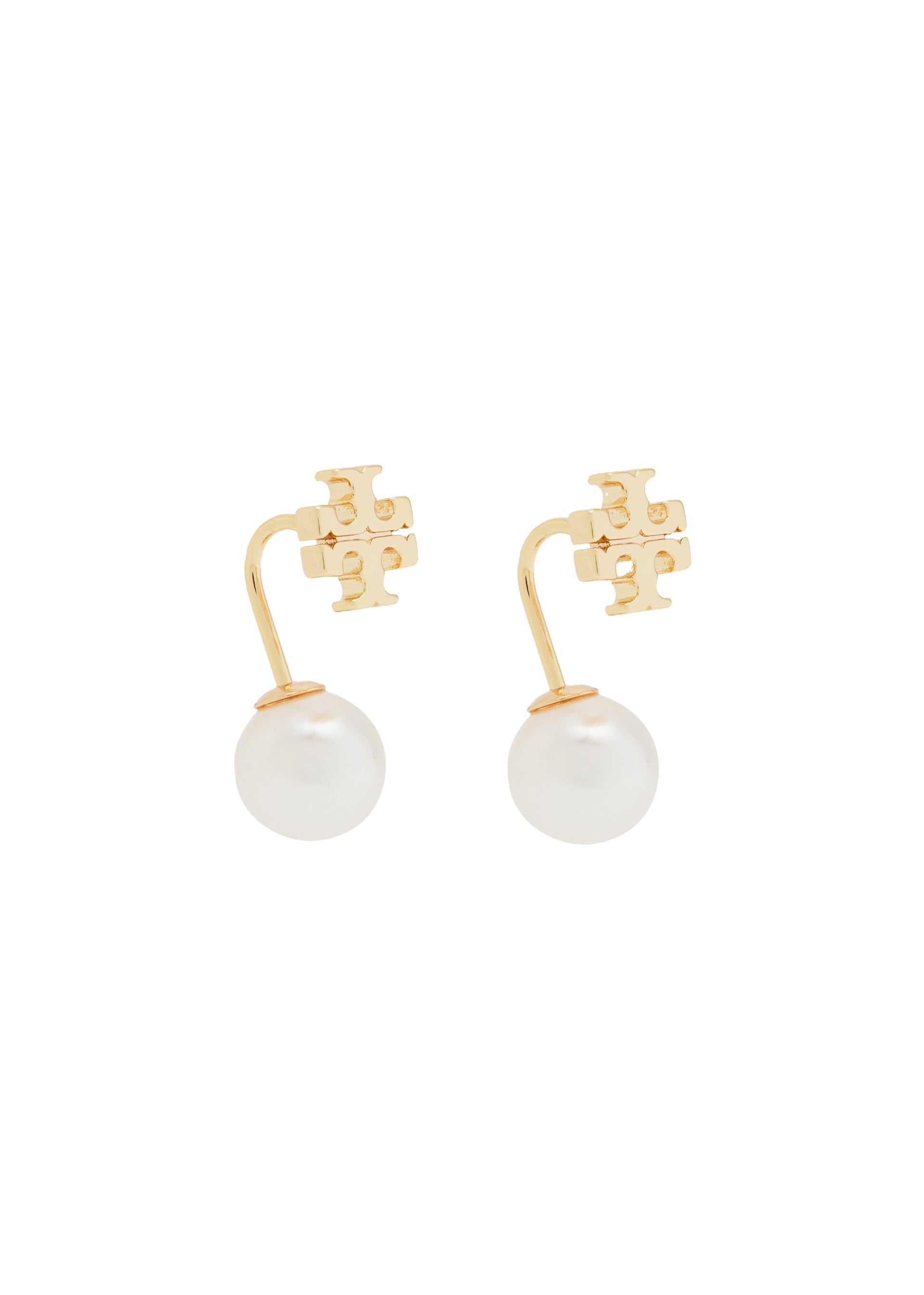Pearl Front-Back 18kt gold-plated drop earrings