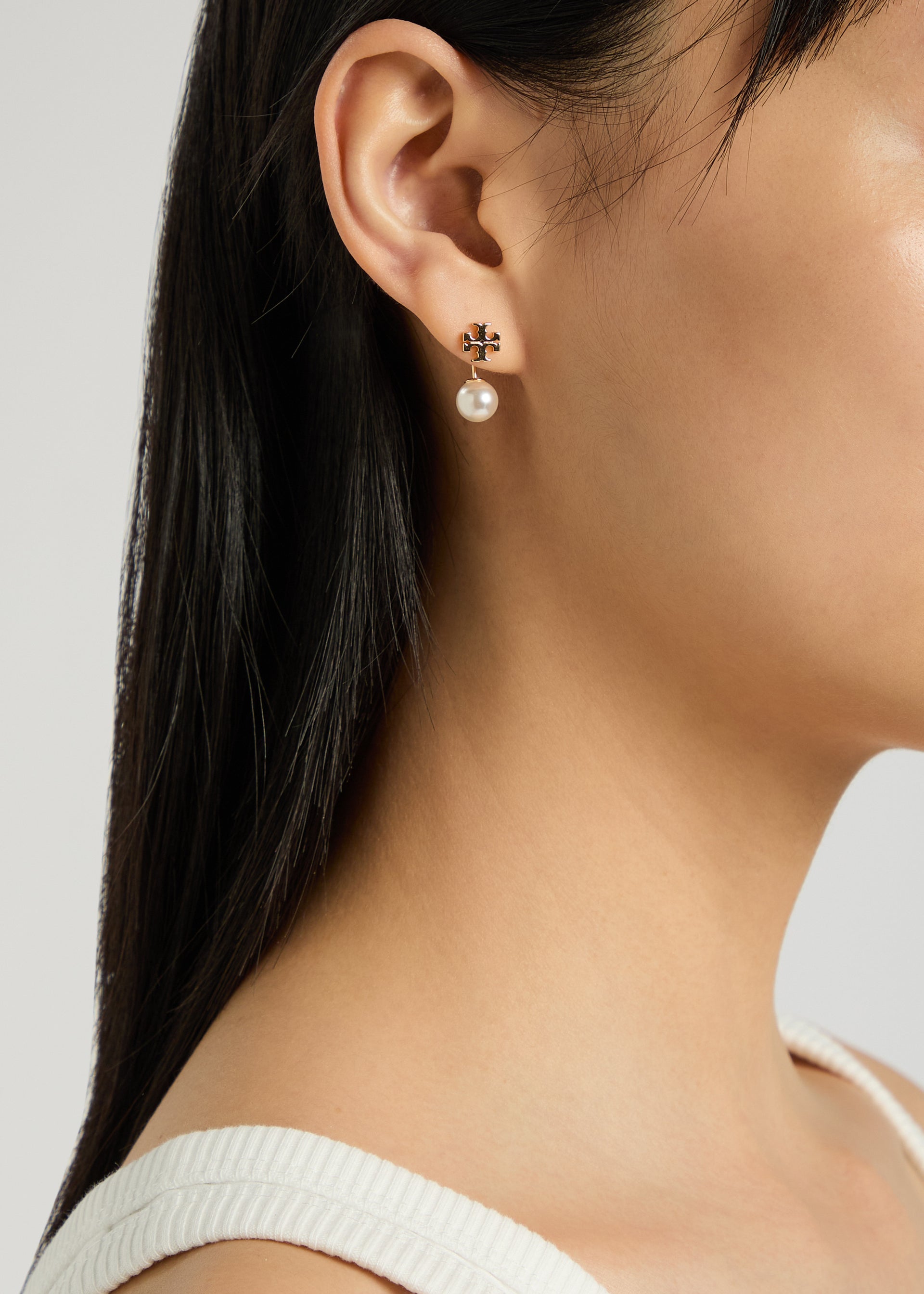 Pearl Front-Back 18kt gold-plated drop earrings