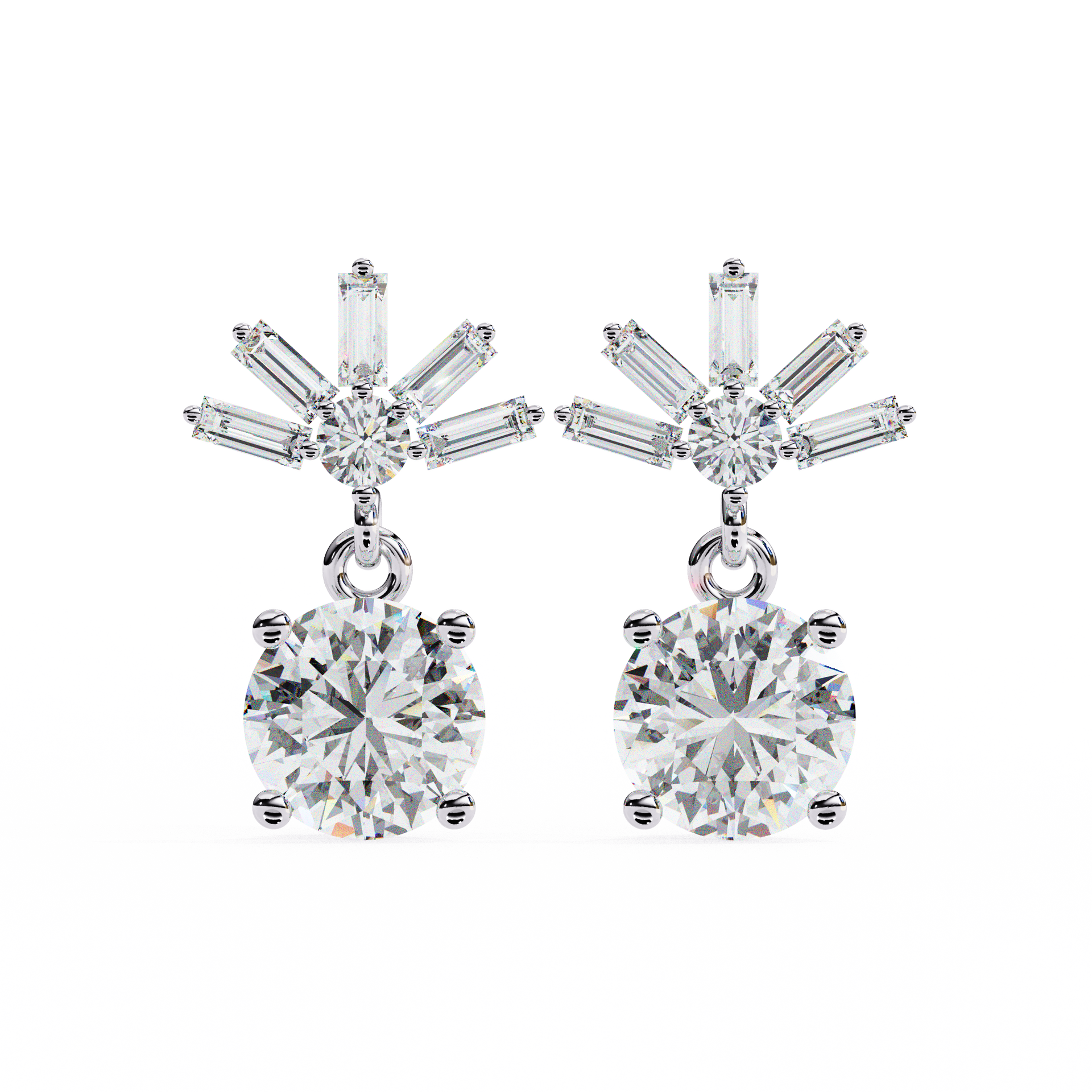 Round-Cut Lab-grown Diamond Antique Drop Earrings in 10K White Gold