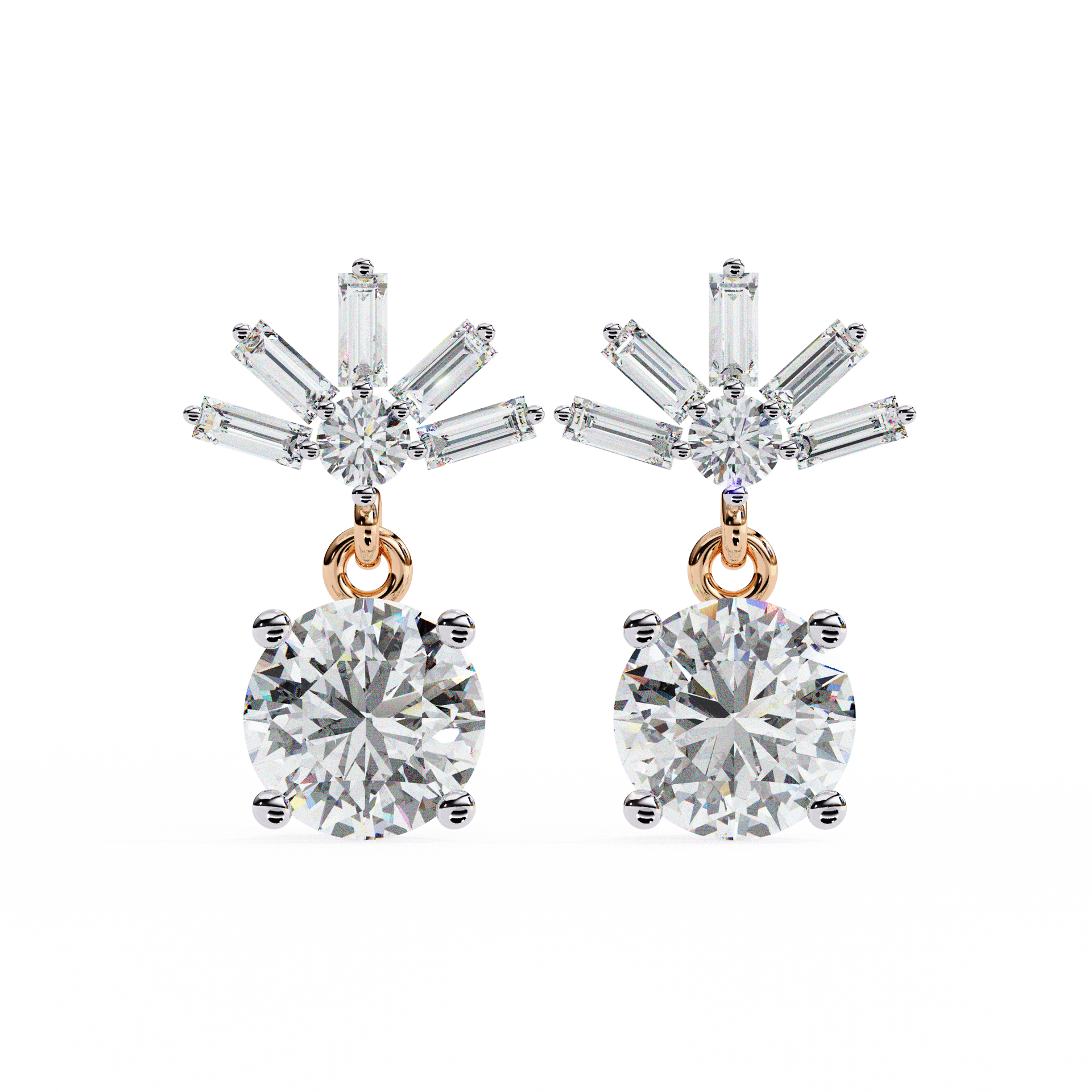 Round-Cut Lab-grown Diamond Antique Drop Earrings in 10K White Gold