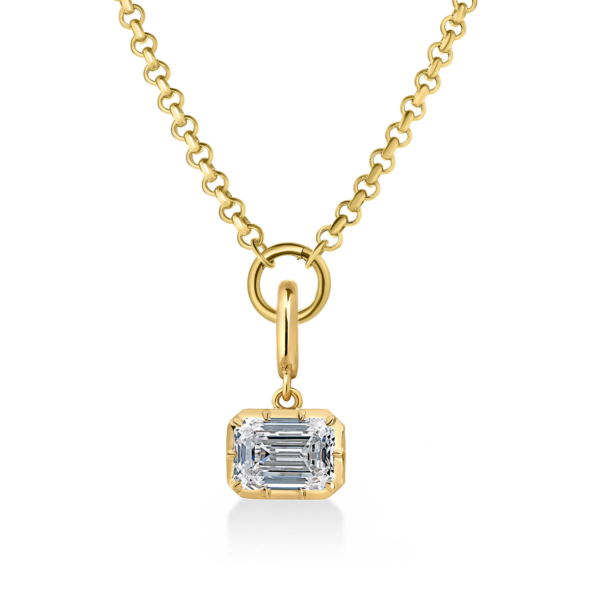 Georgian East-West Emerald Lab Diamond Rolo Necklace
