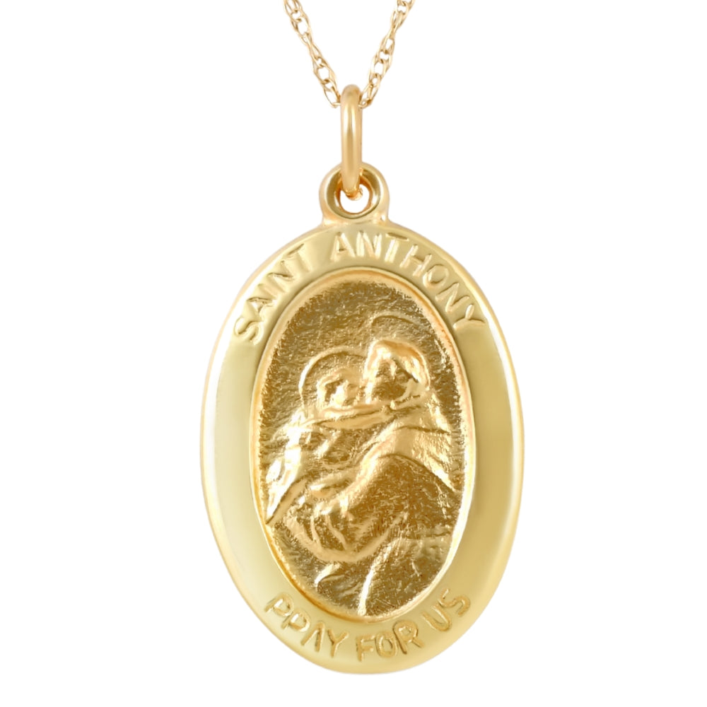14k Yellow Gold St. Anthony Medal Pendant 1' Tall 2.5 Grams