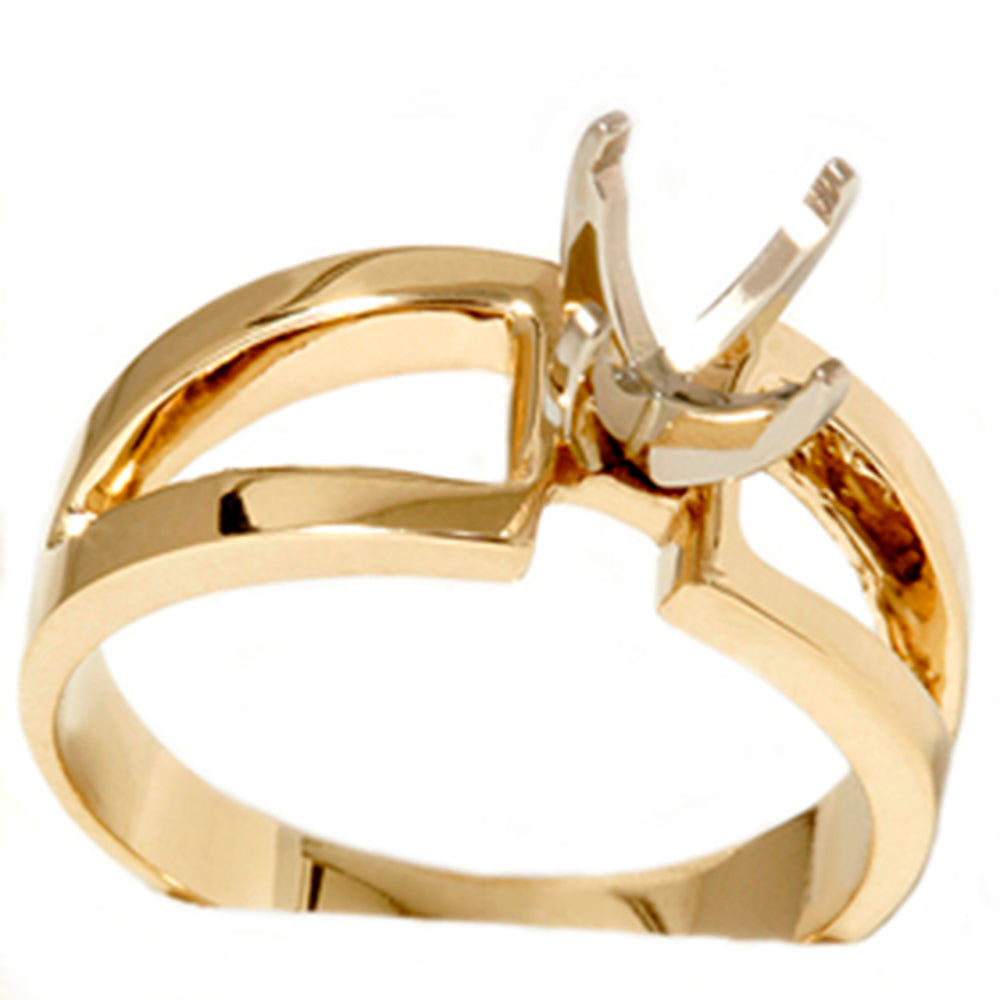 Contemporary Solitaire Engagement 14K Gold Ring Setting