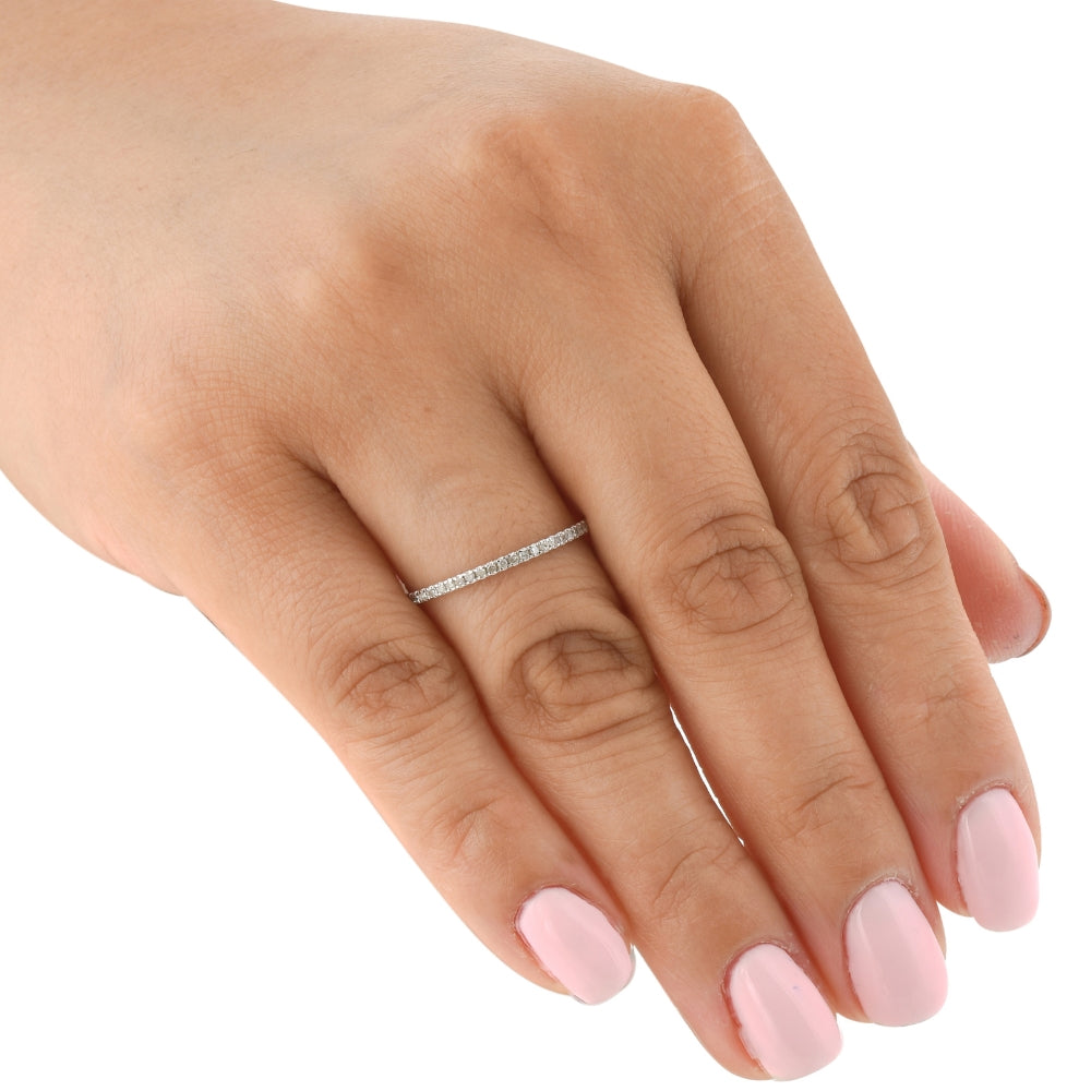 1/5ct Diamond Wedding Band 10K White Gold