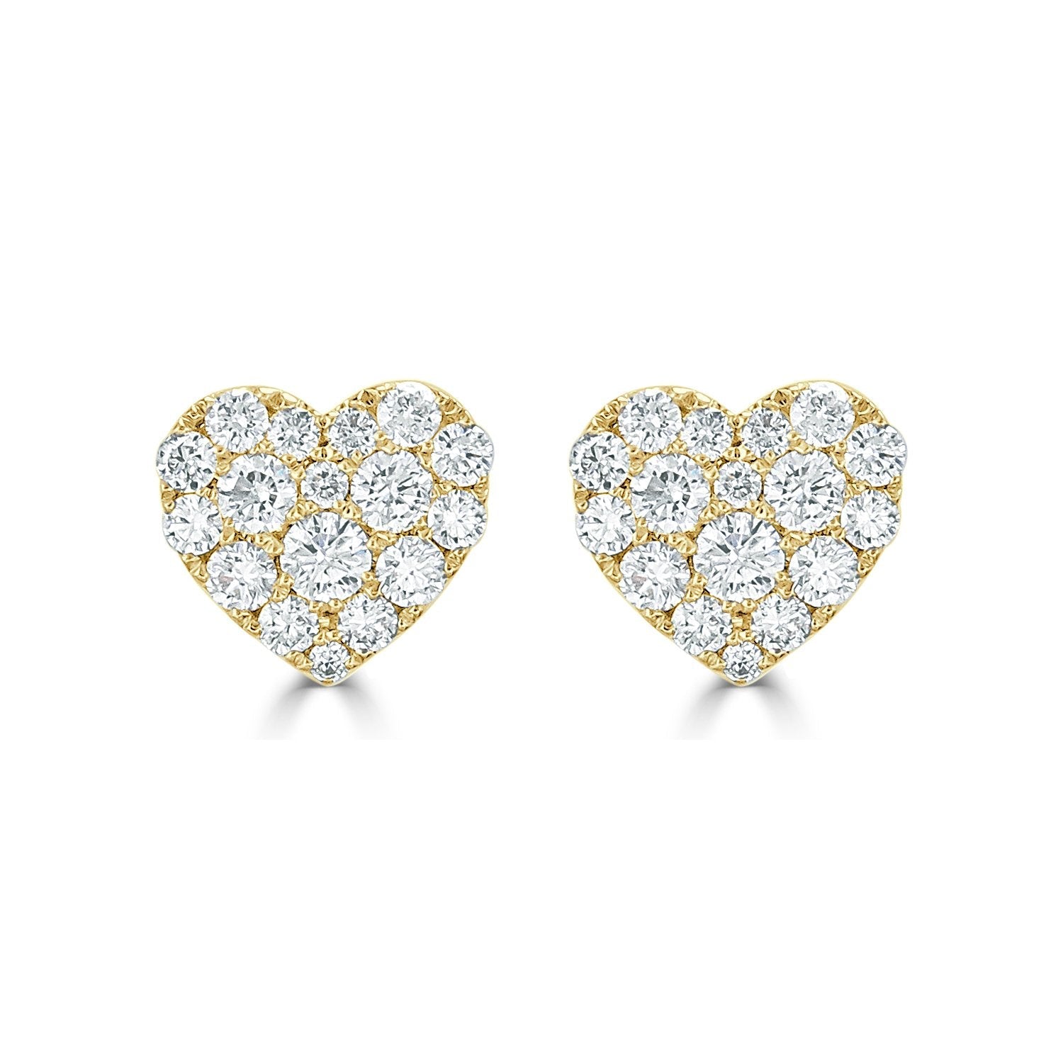 14k Gold & Diamond Heart Stud Earrings