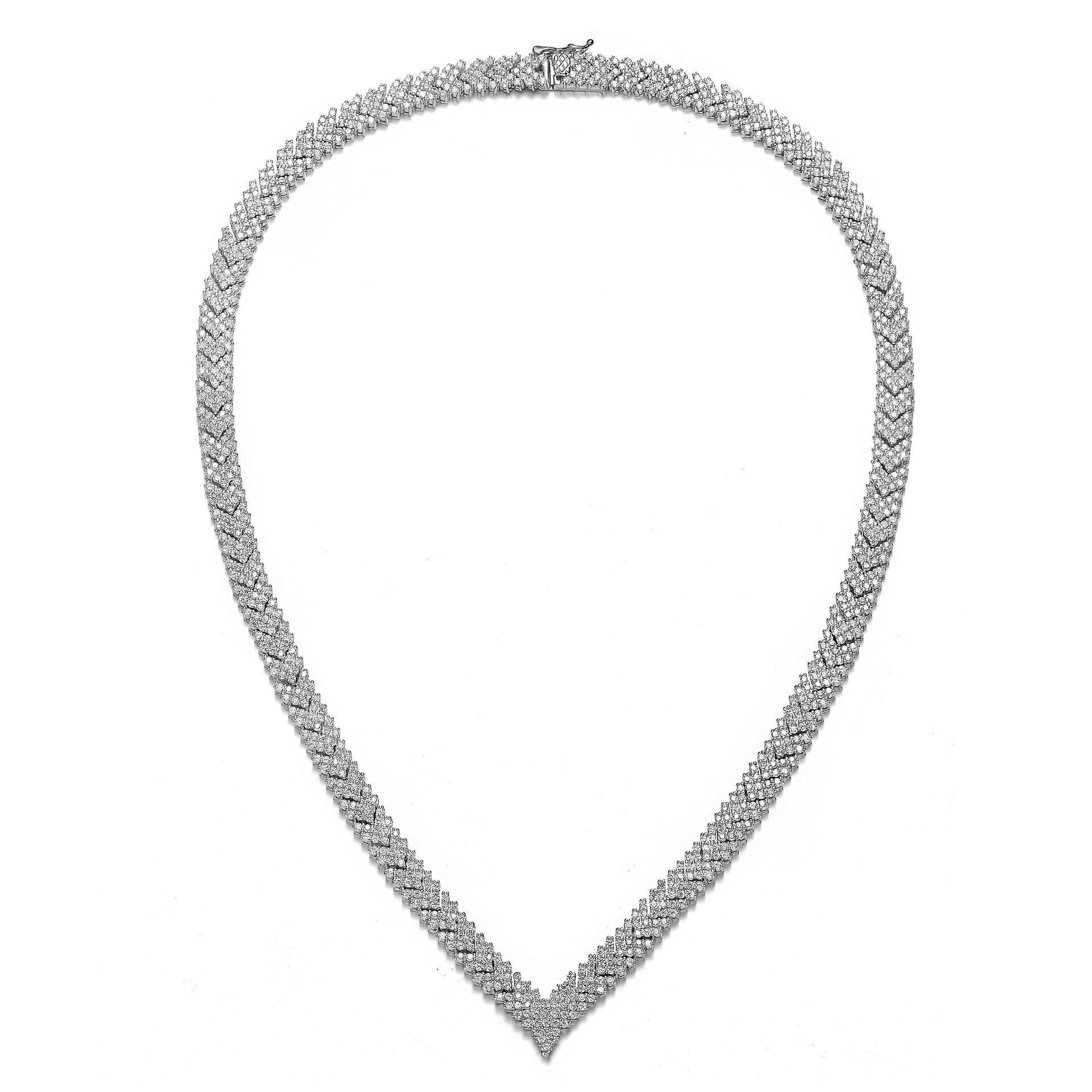 Sterling Silver Cubic Zirconia Cluster Arrow Head Style Necklace
