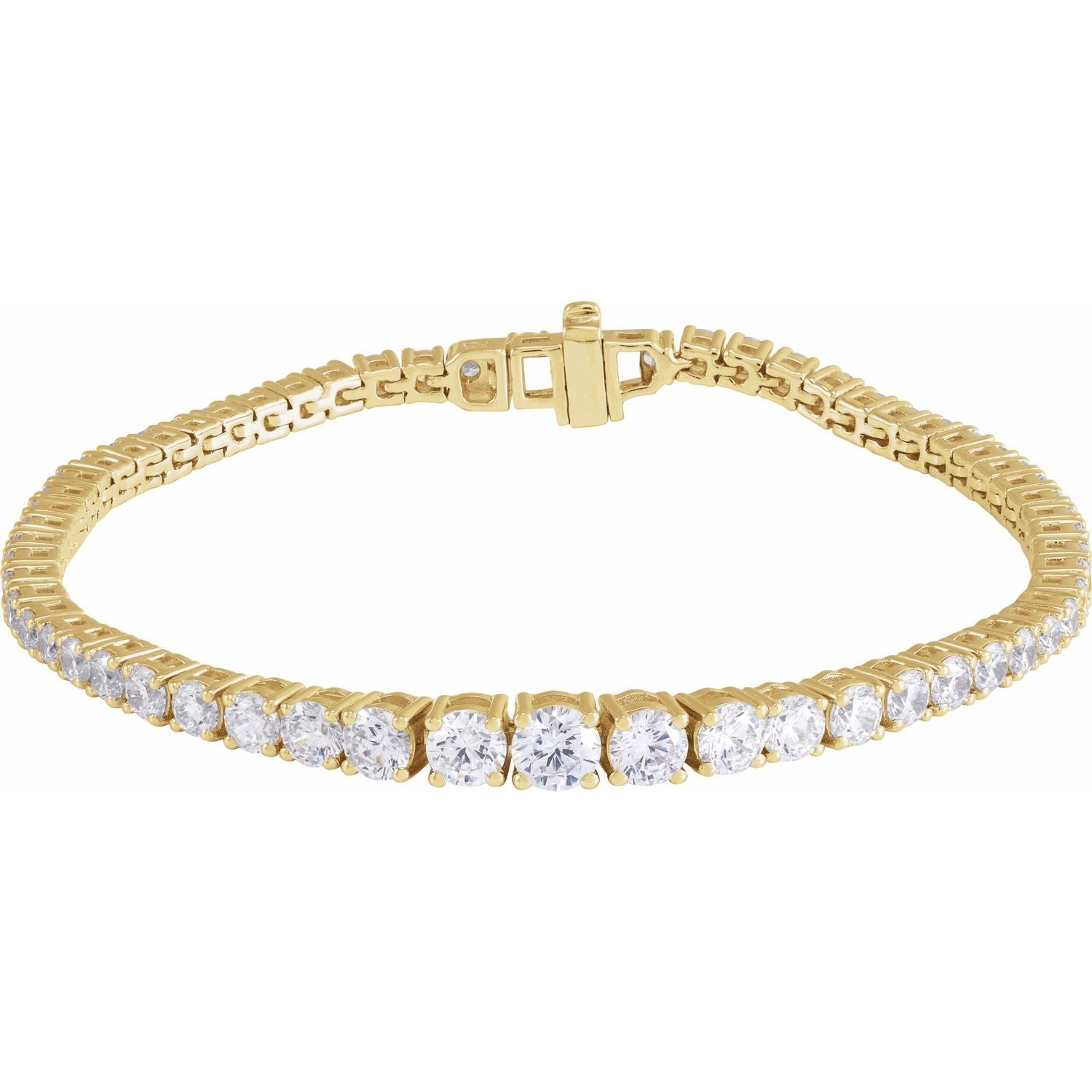 14k Yellow Gold 6 Ctw Lab-grown Diamond Line Bracelet 7'