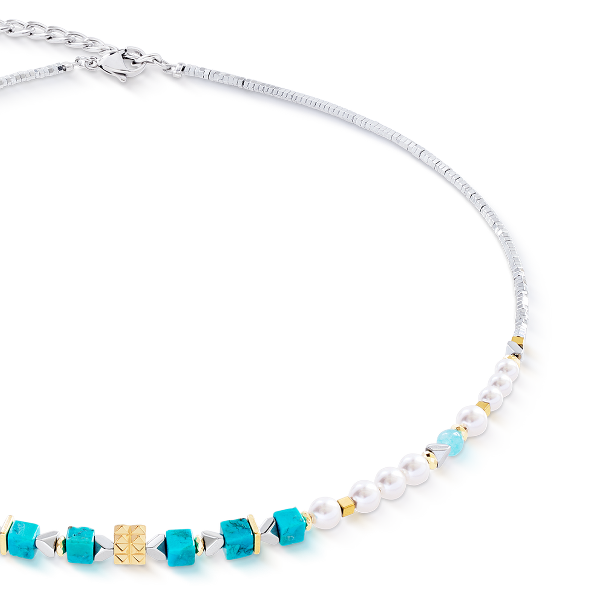 Necklace Modern Elegance Spikes gold-turquoise