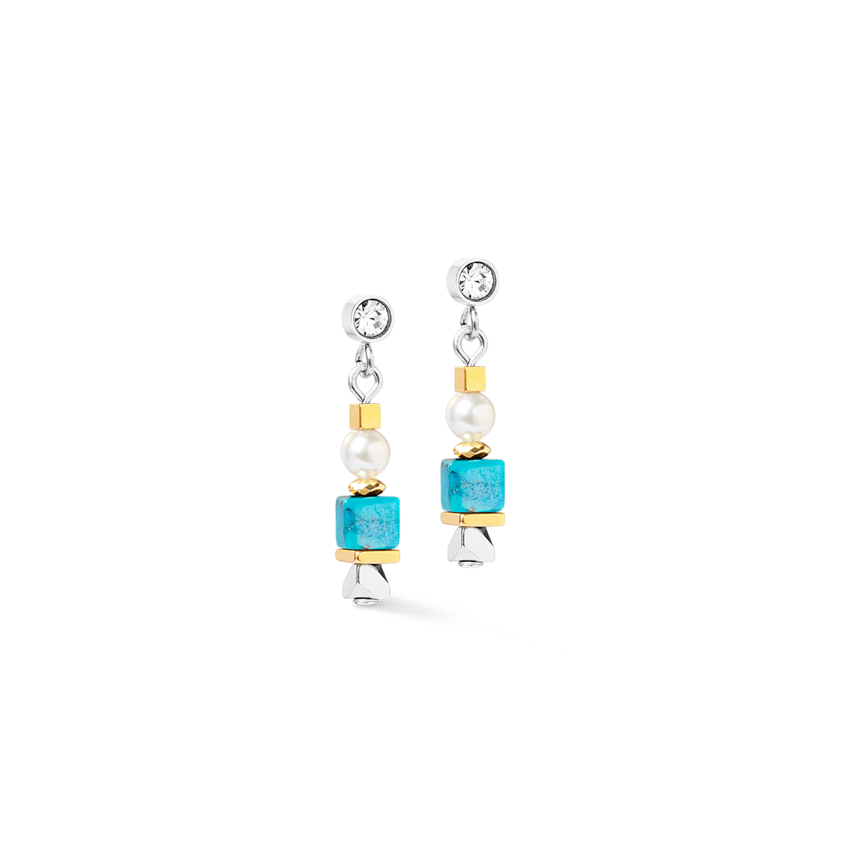 Earrings Modern Elegance Spikes gold-turquoise