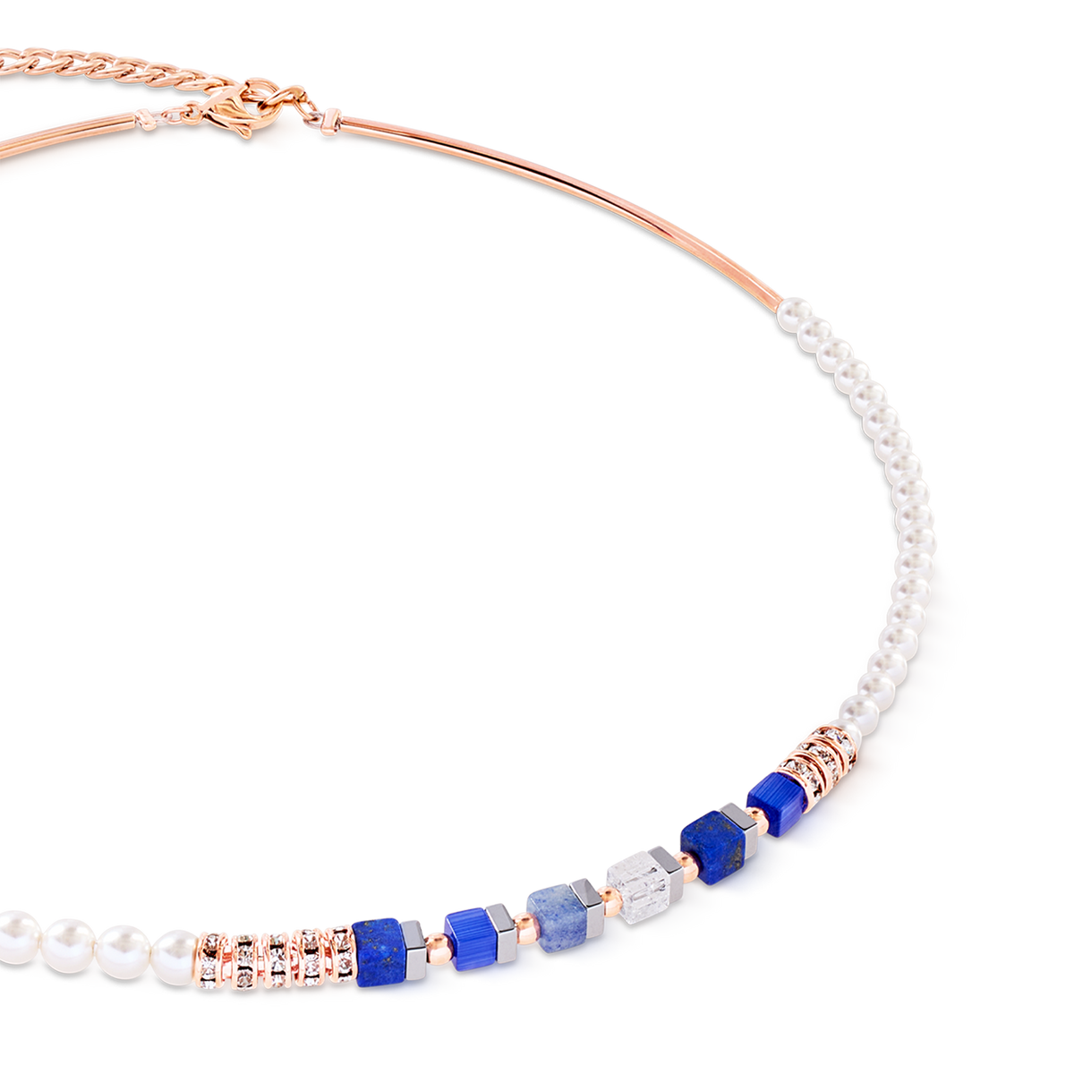 Precious Fusion Offset necklace rose gold-blue