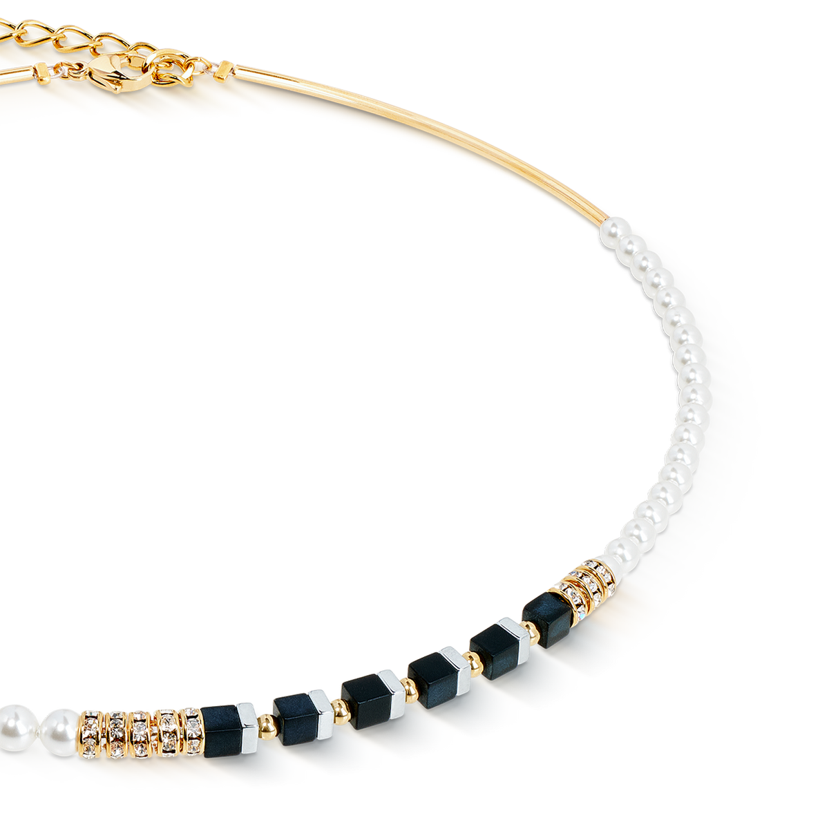 Precious Fusion Offset necklace black-pearl