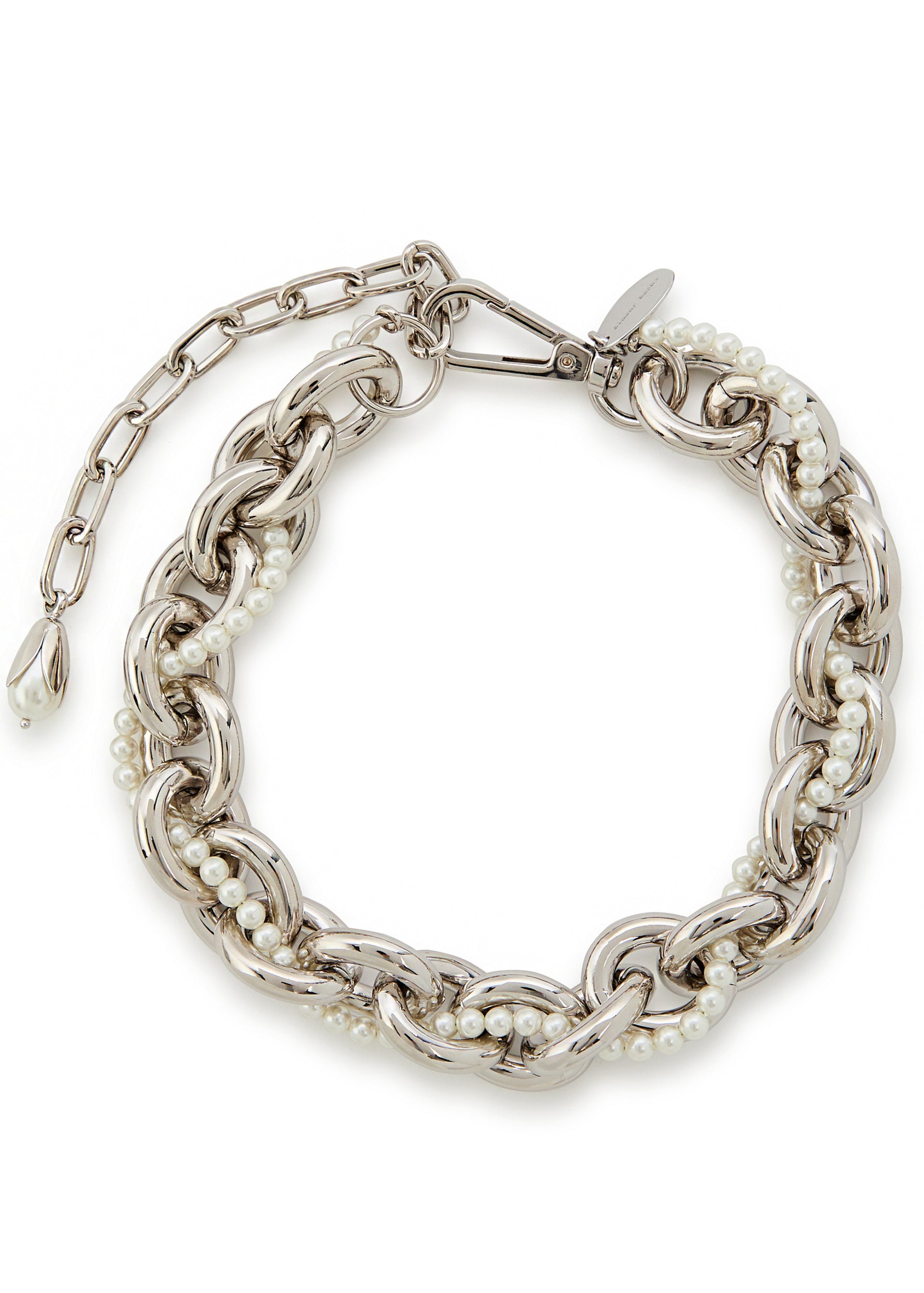 Faux peal-embellished chain necklace