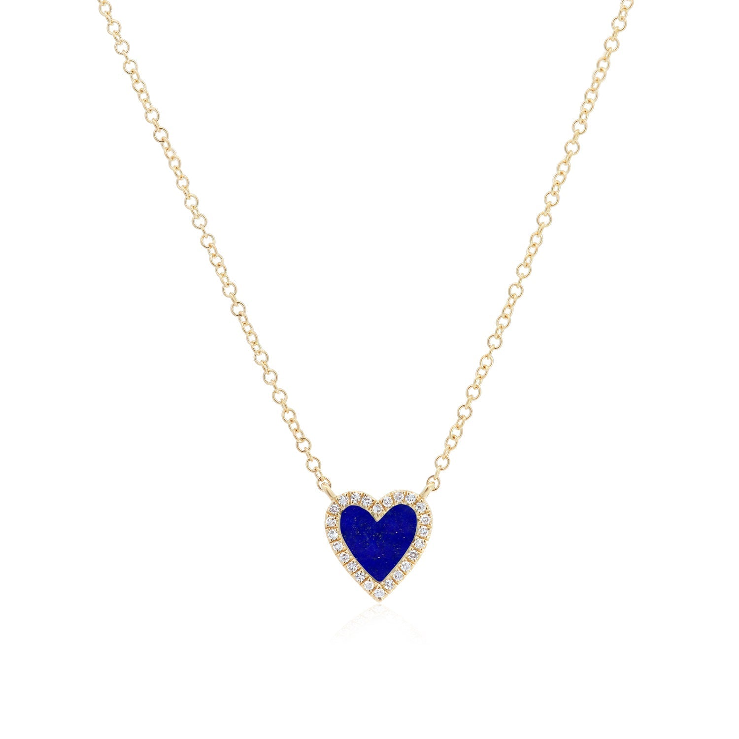 Lapis Diamond Halo Heart Necklace