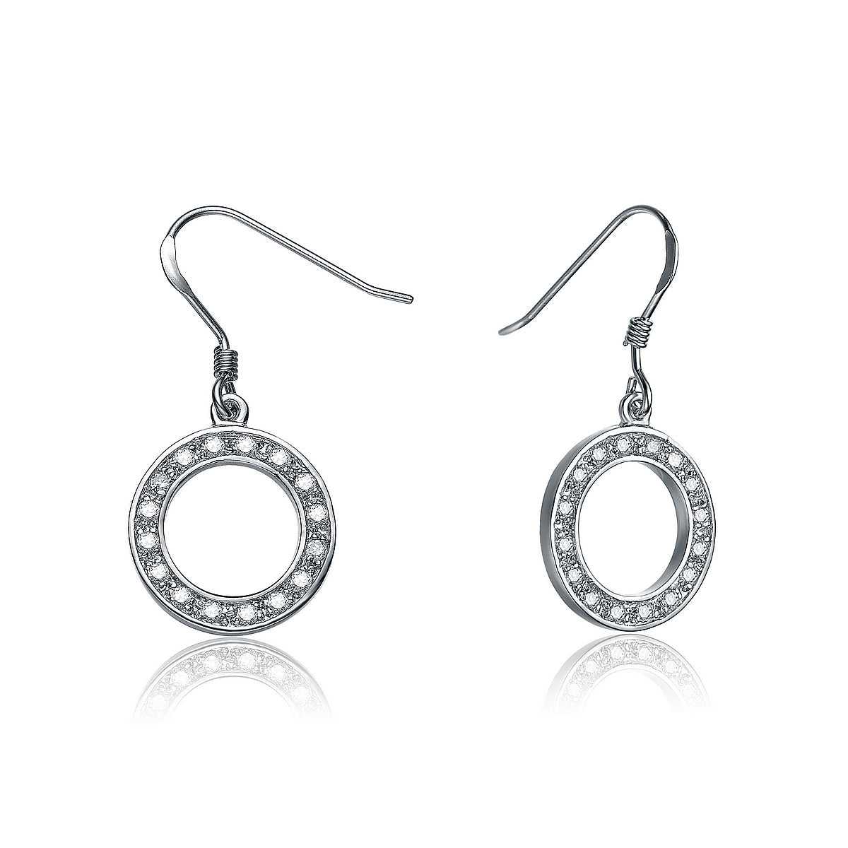 Sterling Silver Cubic Zirconia Pave Dangle Earring