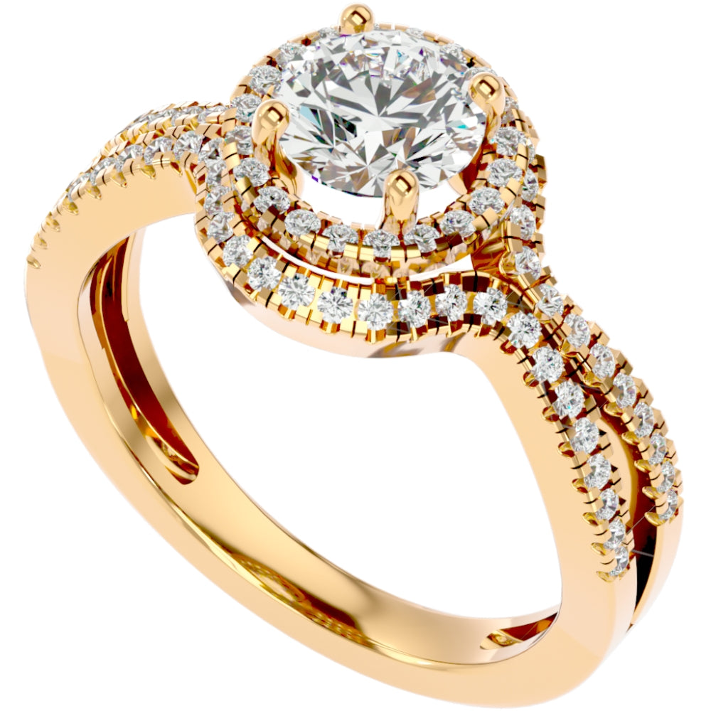1 1/2 ct Diamond & Moissanite Halo Engagement Ring in 10k Gold