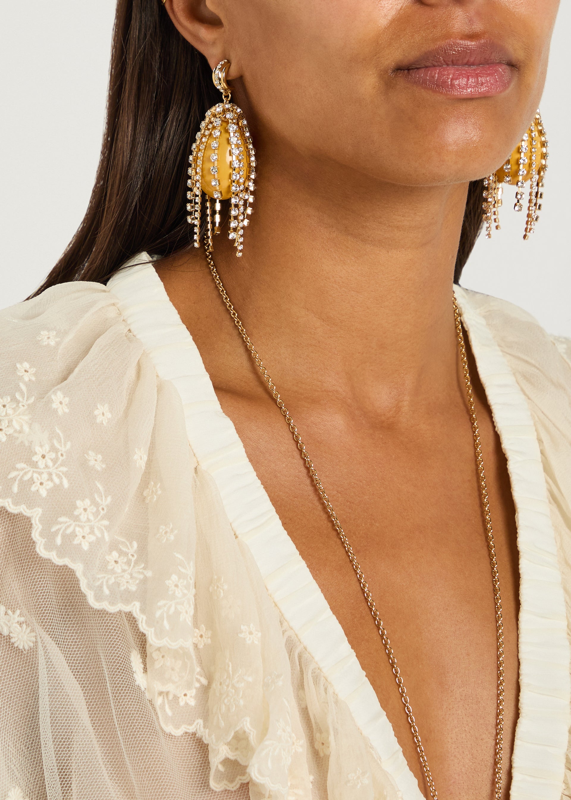 The Chloé Glow embellished drop earrings
