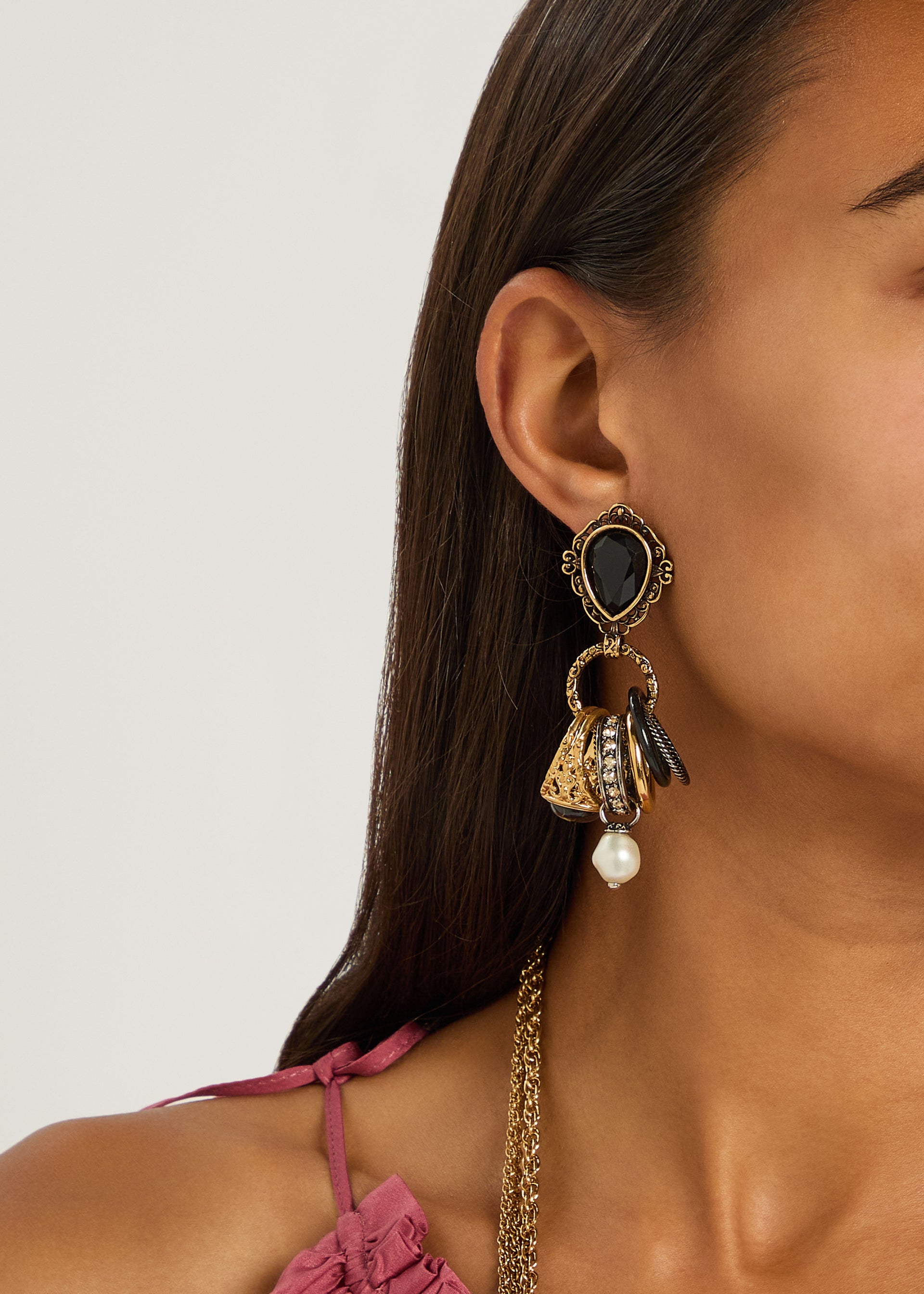 The Chloé Antique Pearls embellished drop earrings