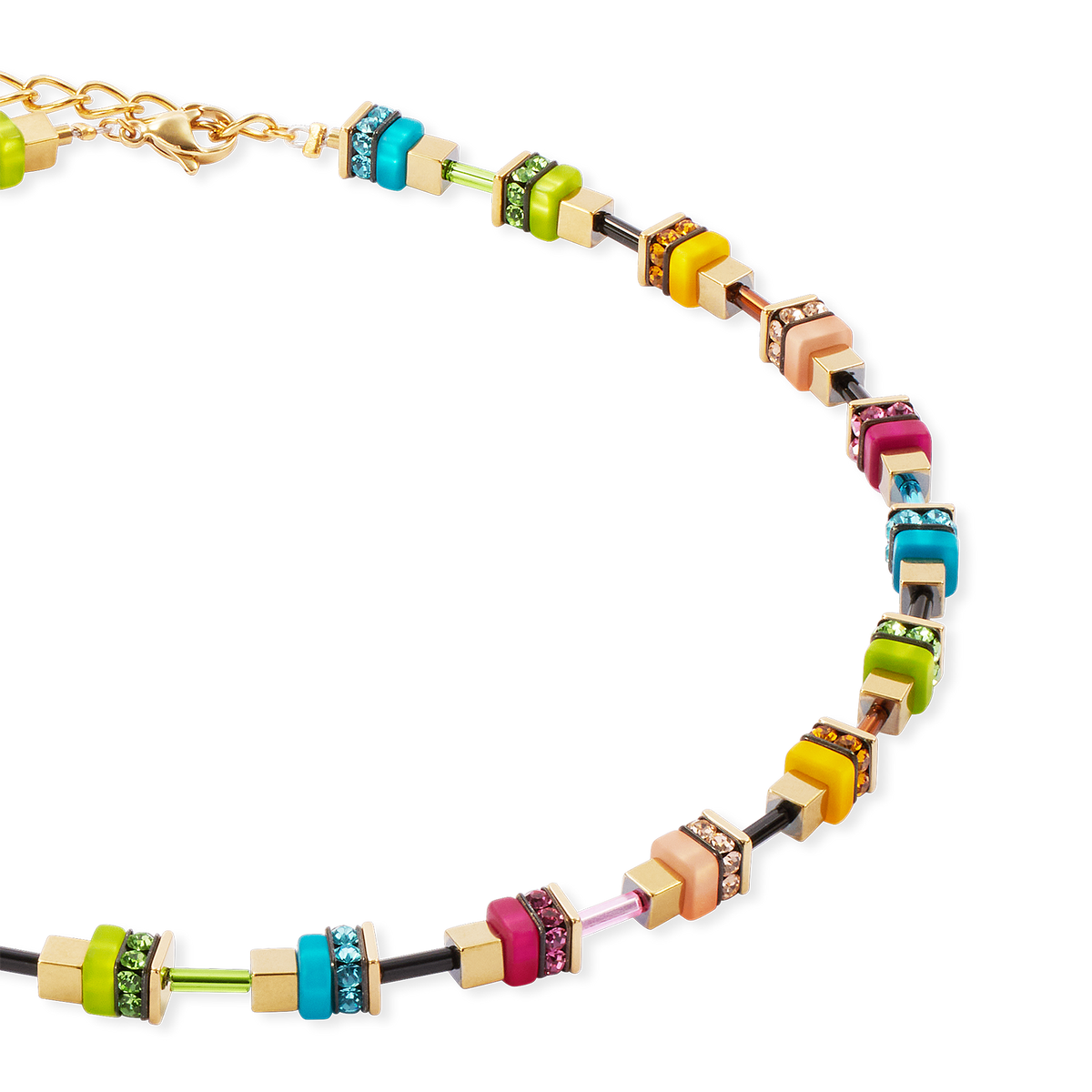 Necklace Boho Sunset Cube rainbow