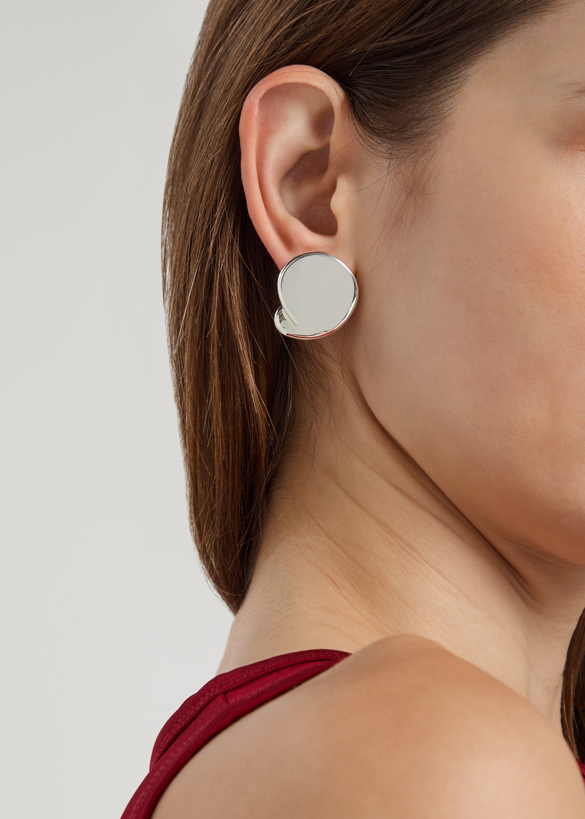 Rio Button silver-plated stud earrings